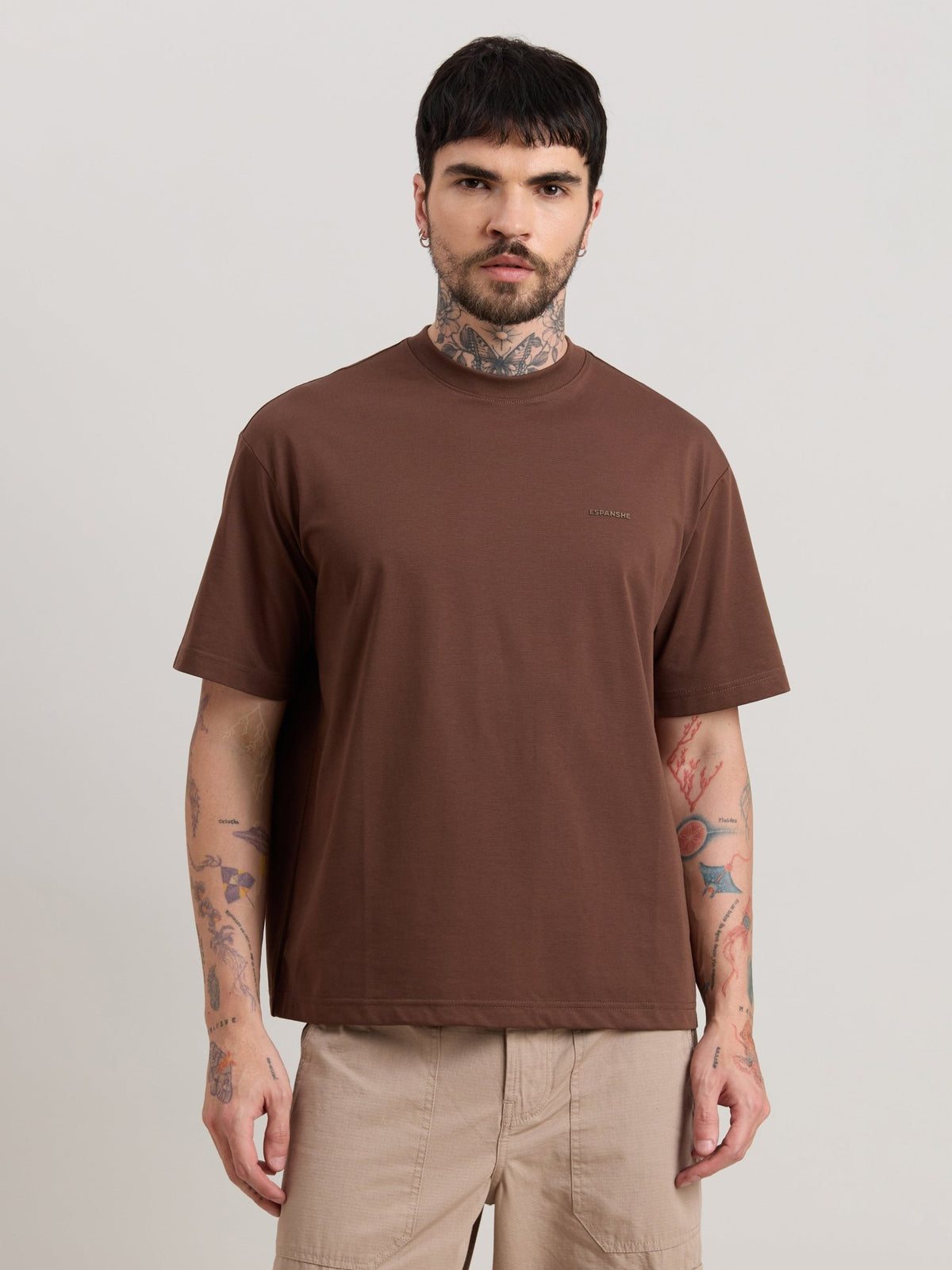 Nora - Loose Fit T-Shirt - Pincone Brown - Espanshe