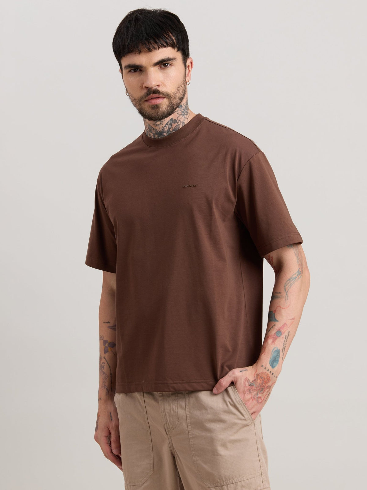 Nora - Loose Fit T-Shirt - Pincone Brown - Espanshe