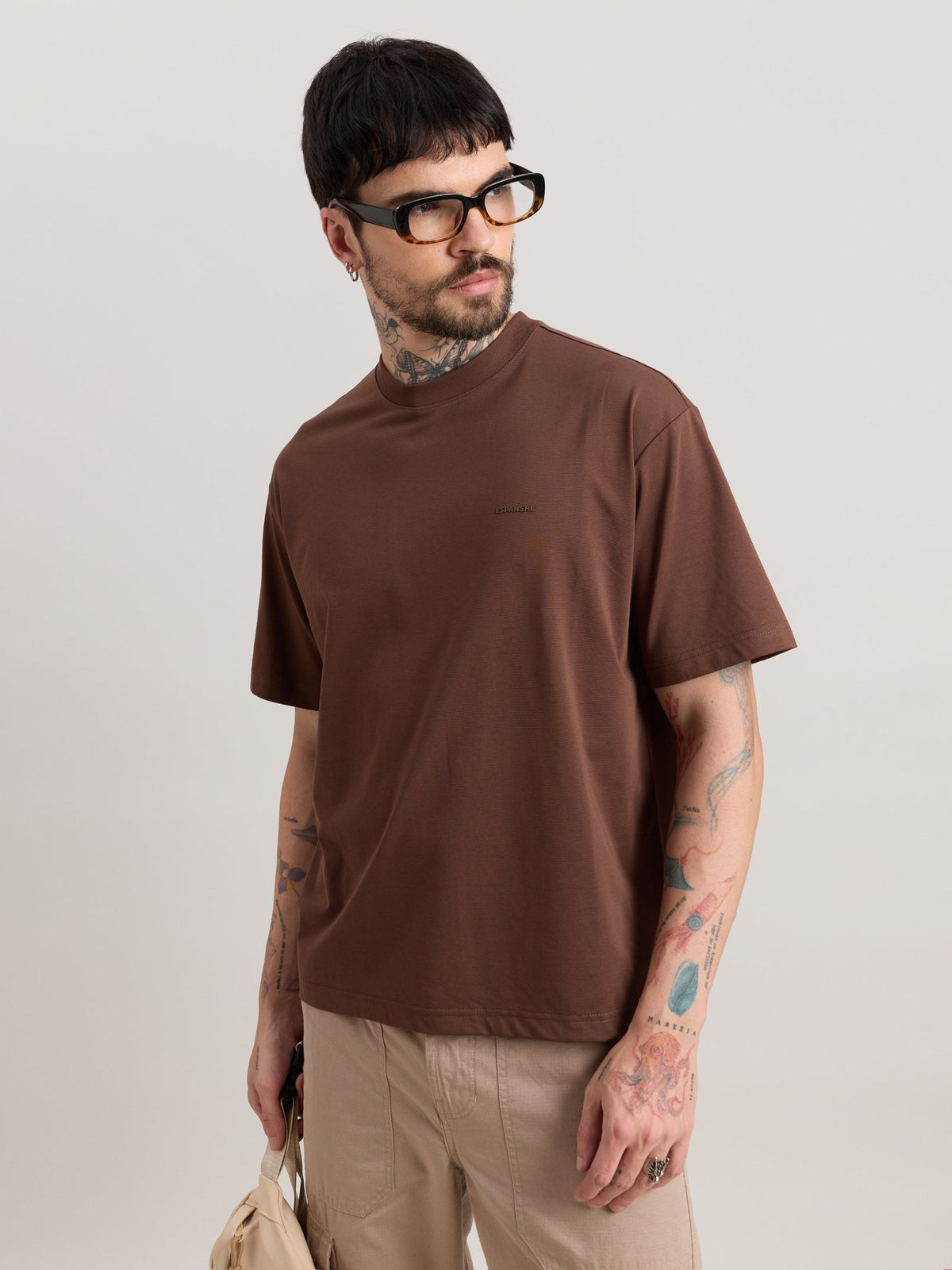Nora - Loose Fit T-Shirt - Pincone Brown - Espanshe
