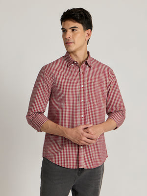 Men's Relaxed Fit Checks Shirt - red

