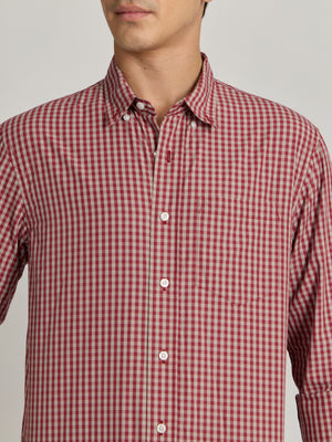 Men's Relaxed Fit Checks Shirt - red

