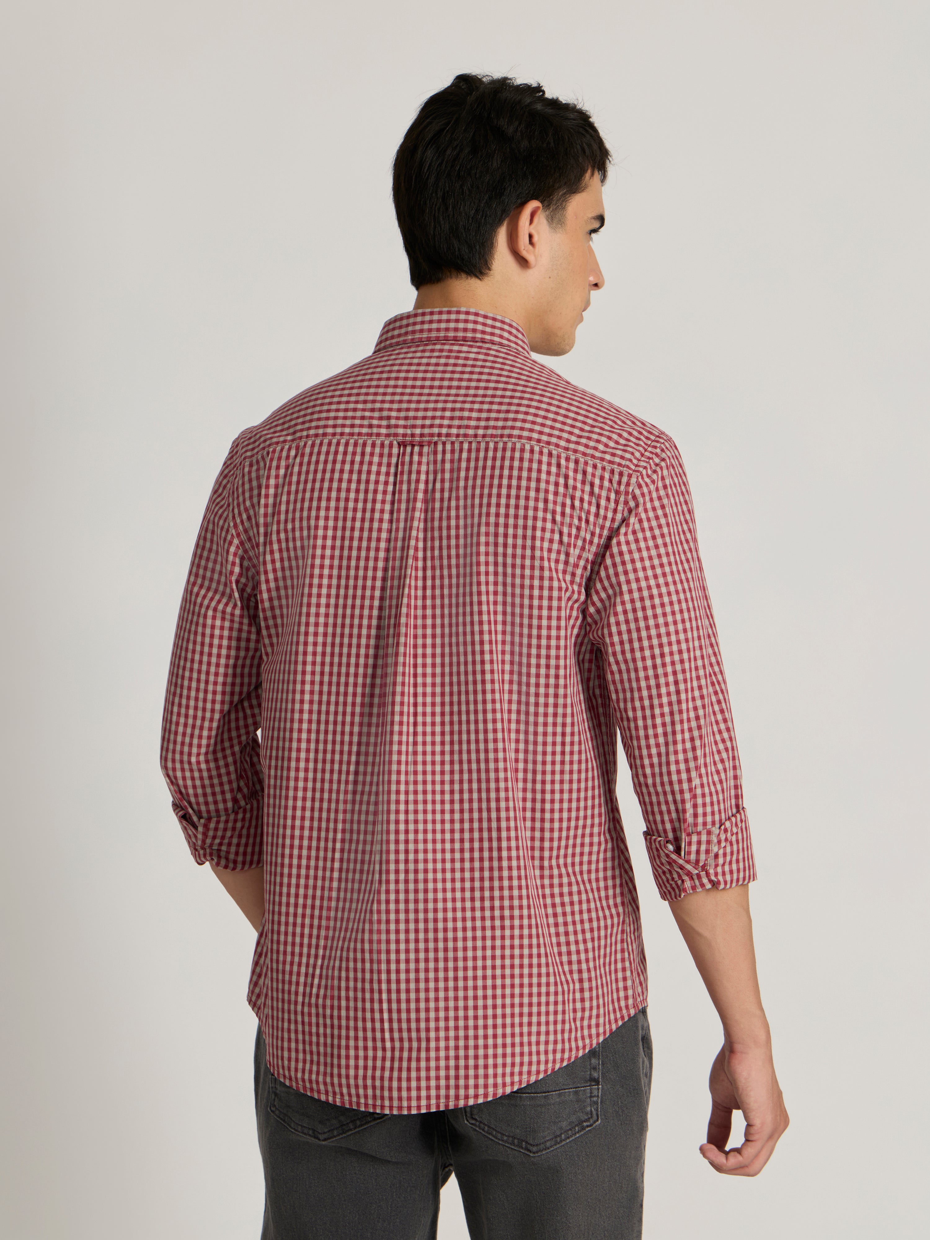 Men's Relaxed Fit Checks Shirt - red
