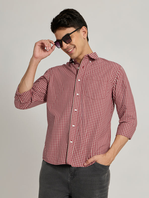 Men's Relaxed Fit Checks Shirt - red
