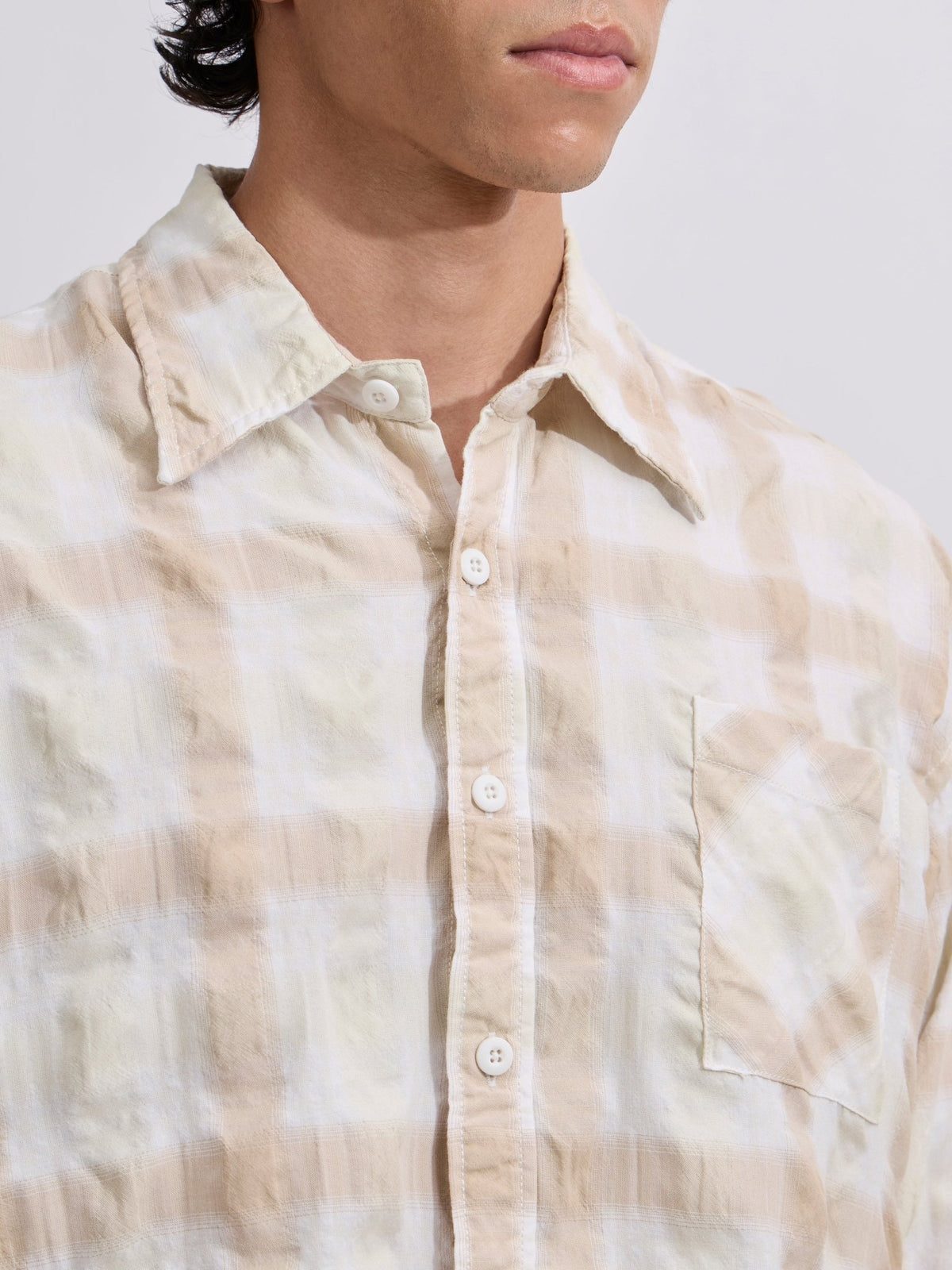 Pulse Tee - Checks Shirt - Light Beige - Espanshe