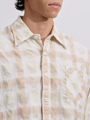 Men's Pulse Tee - Checks Shirt in light beige  color