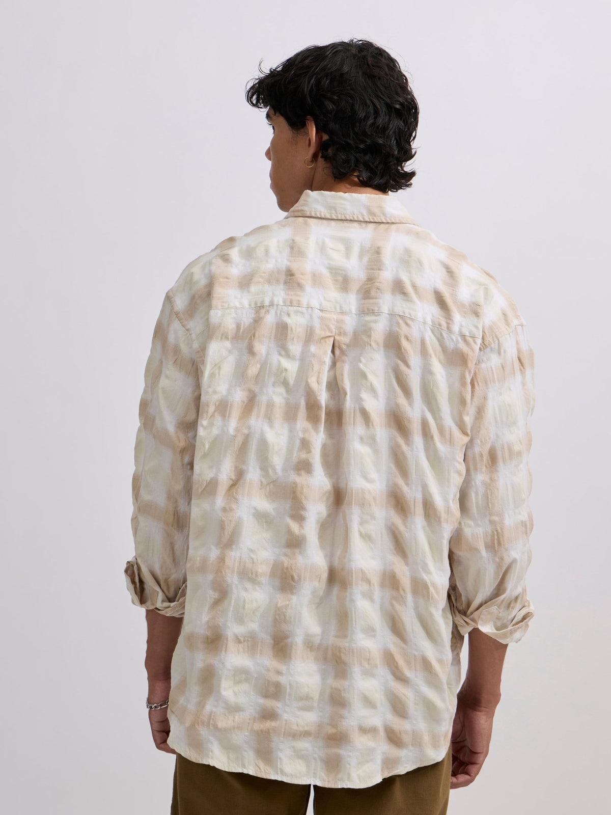 Pulse Tee - Checks Shirt - Light Beige - Espanshe