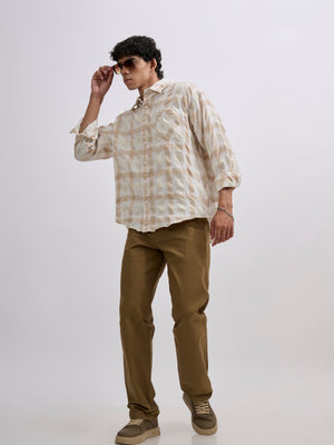 Men's Pulse Tee - Checks Shirt in light beige color