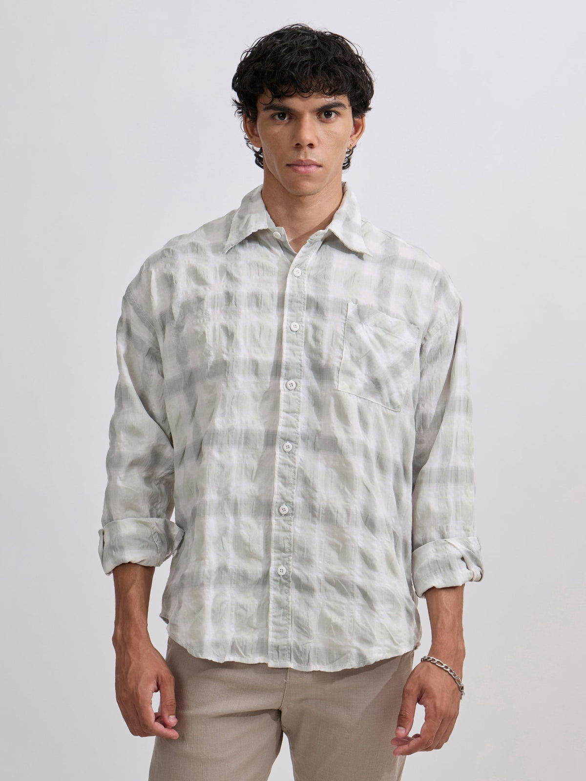 Pulse Tee - Checks Shirt - Light Green - Espanshe