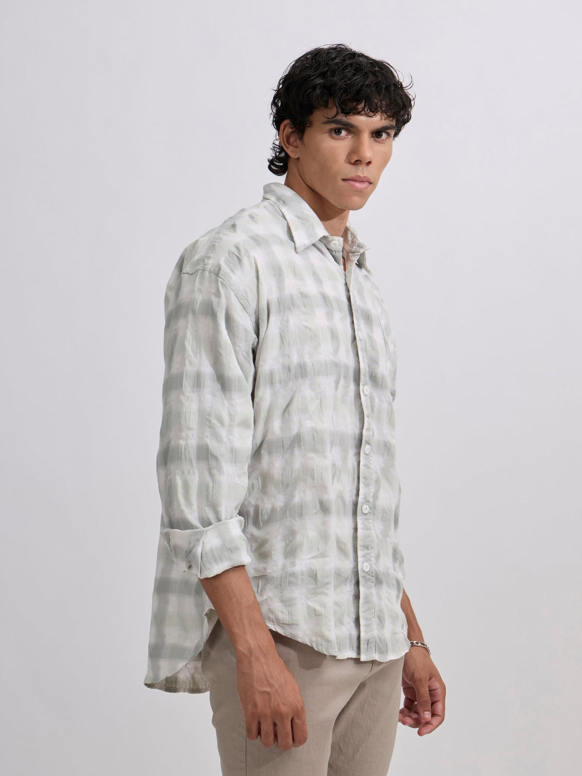 Pulse Tee - Checks Shirt - Light Green - Espanshe