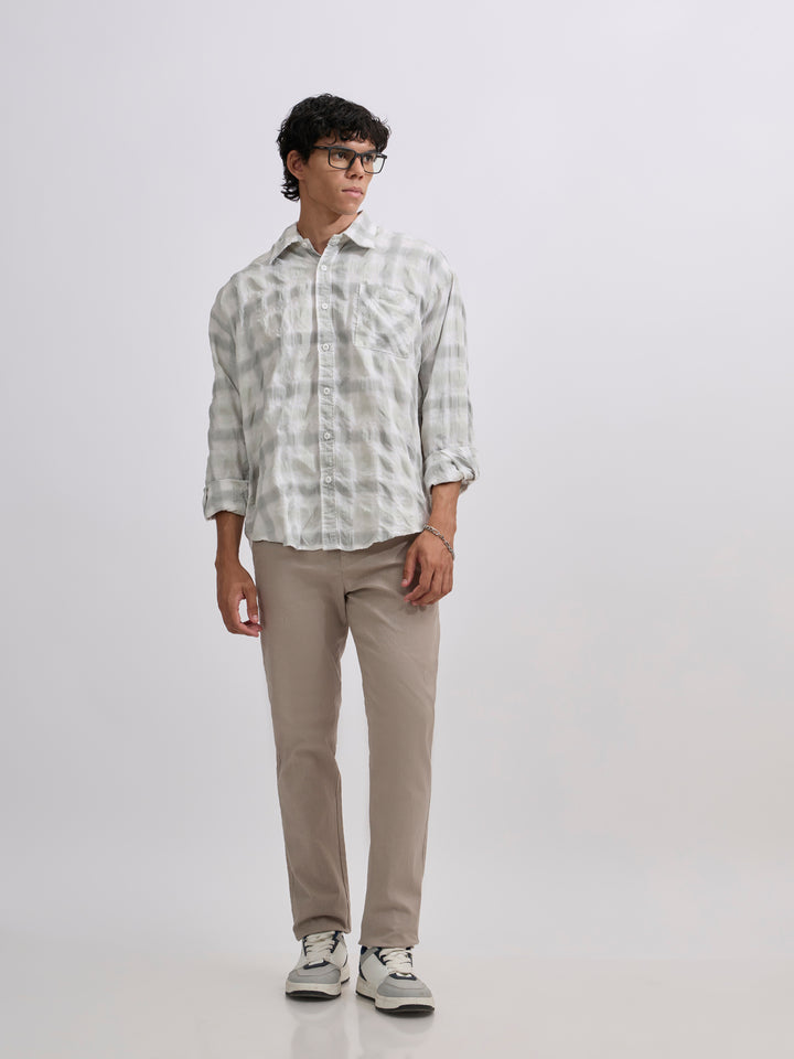 Men's Pulse Tee - Checks Shirt in light green color