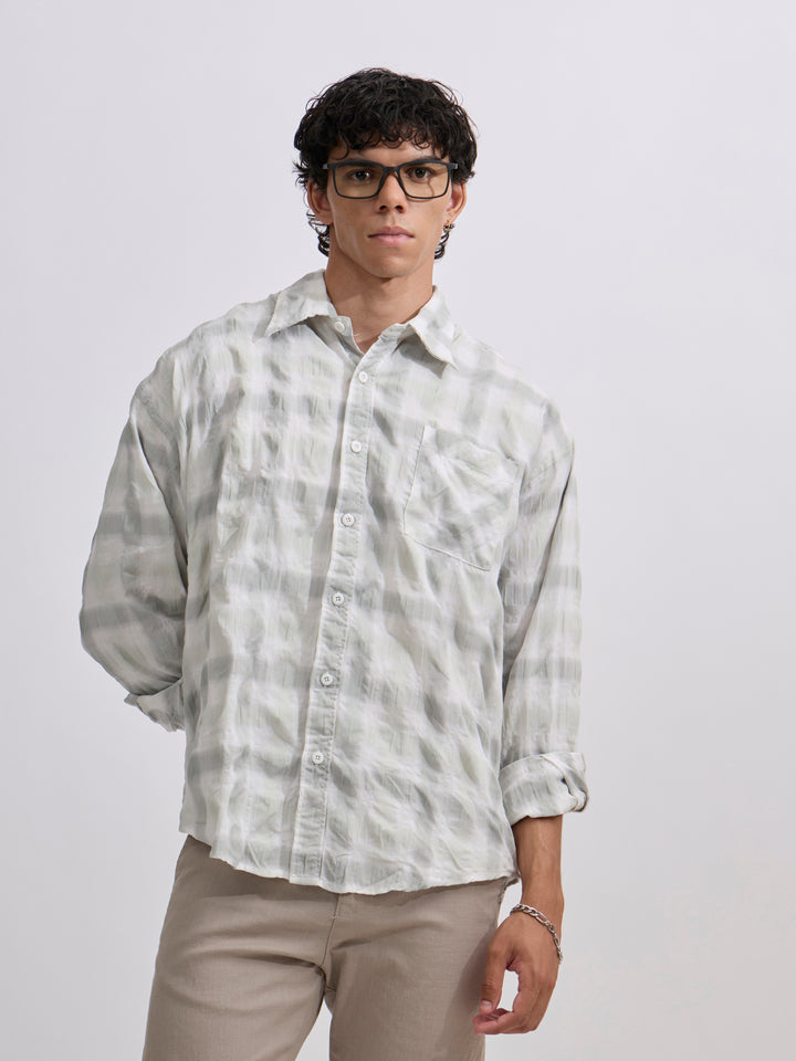 Men's Pulse Tee - Checks Shirt in light green color