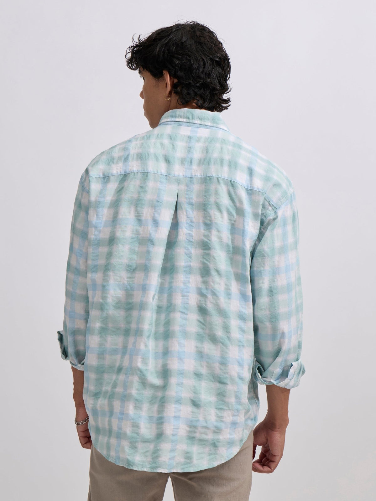 Pulse Tee - Checks Shirt - Mint Blue - Espanshe