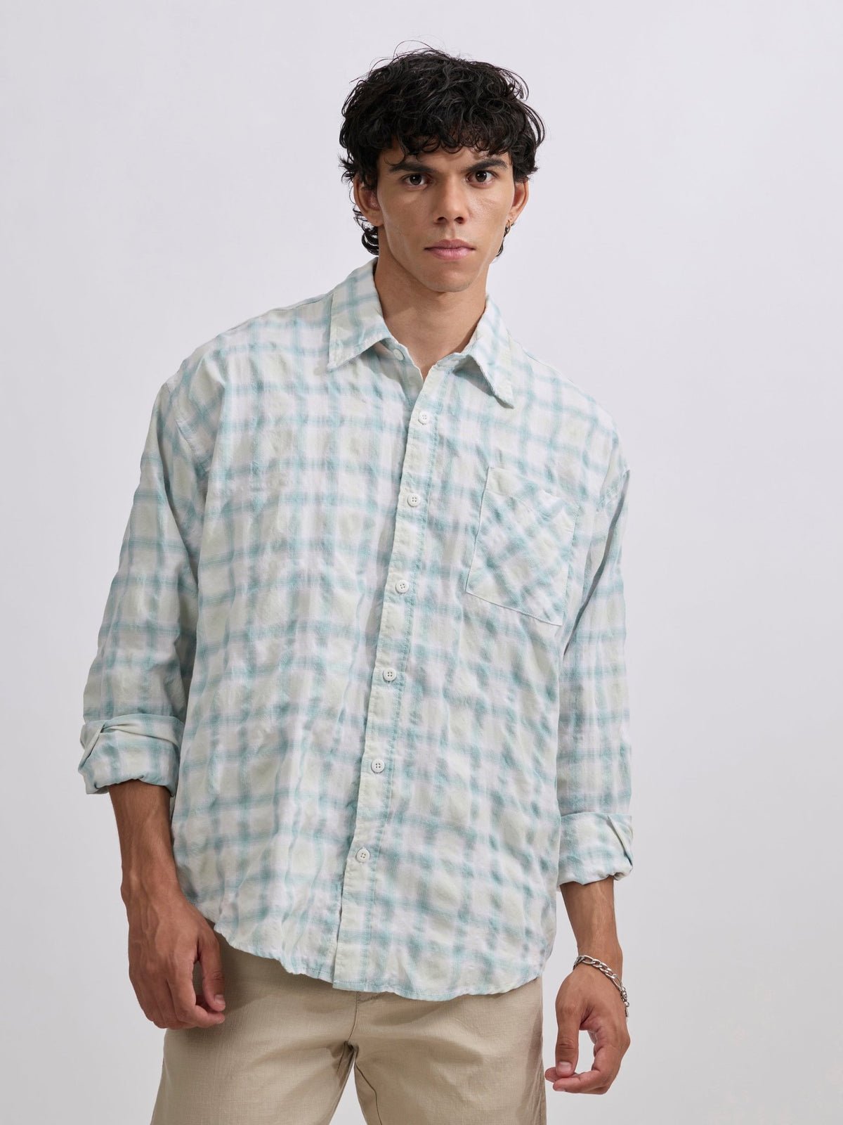 Pulse Tee - Checks Shirt - Mint Green - Espanshe