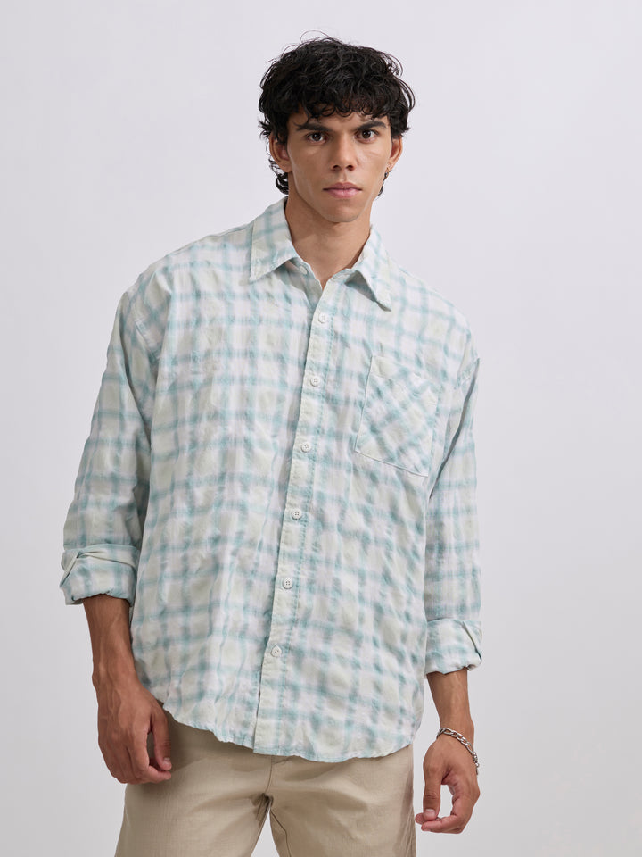  Men's Pulse Tee - Checks Shirt in mint green color