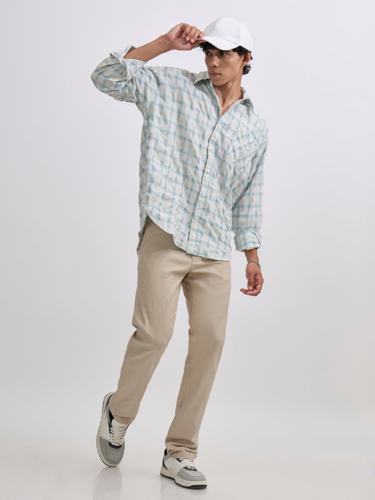 Pulse Tee - Checks Shirt - Mint Green - Espanshe
