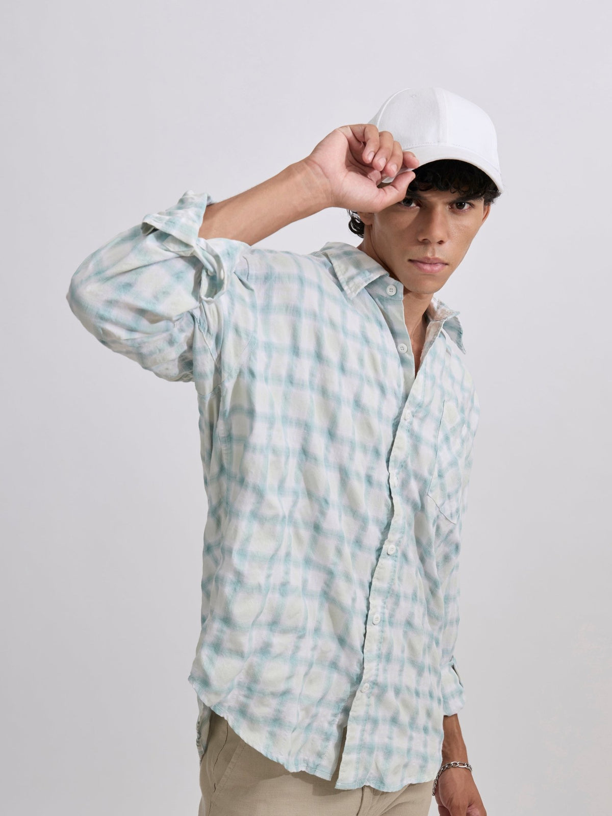 Pulse Tee - Checks Shirt - Mint Green - Espanshe