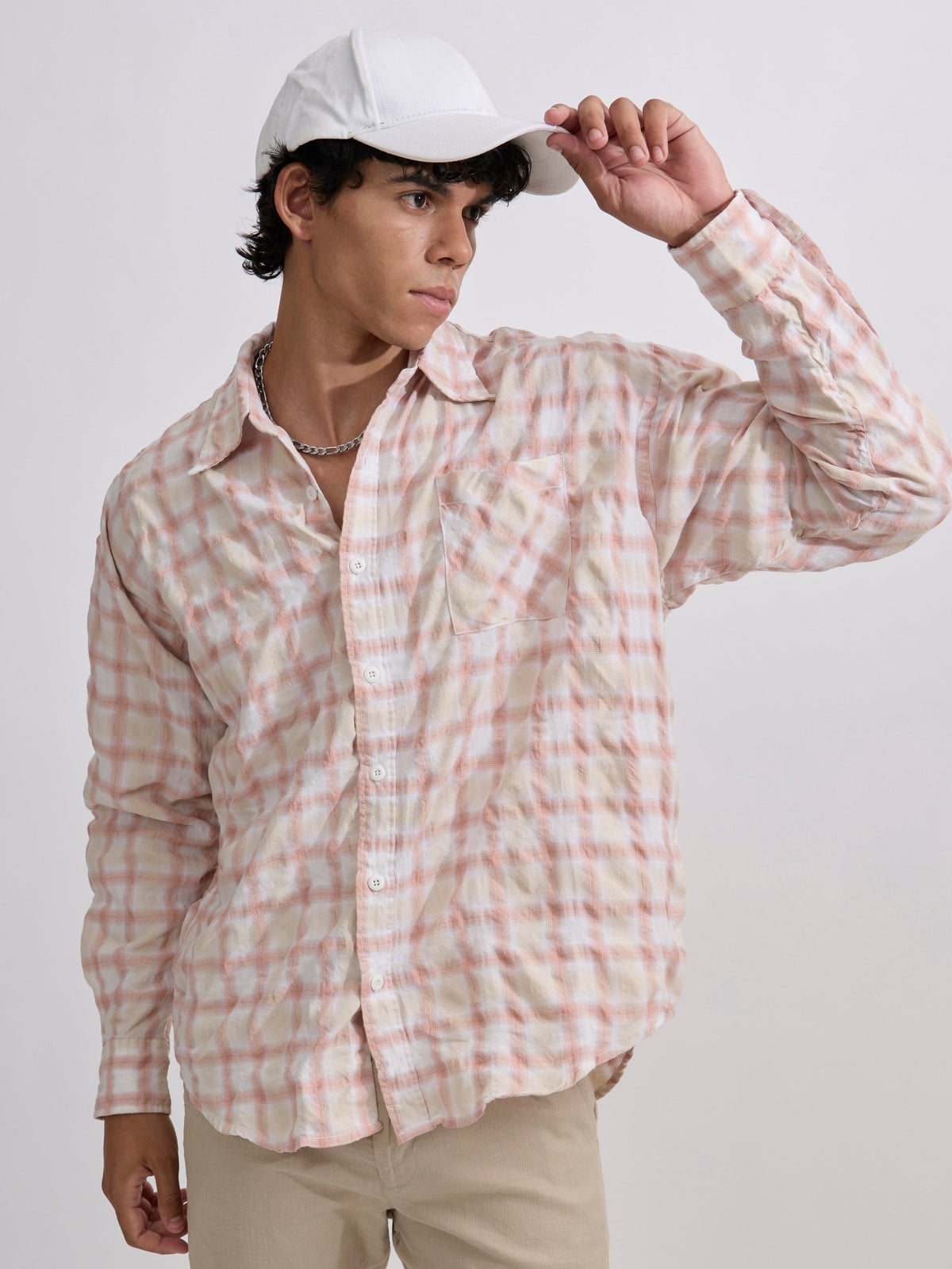 Pulse Tee - Checks Shirt - Pink - Espanshe
