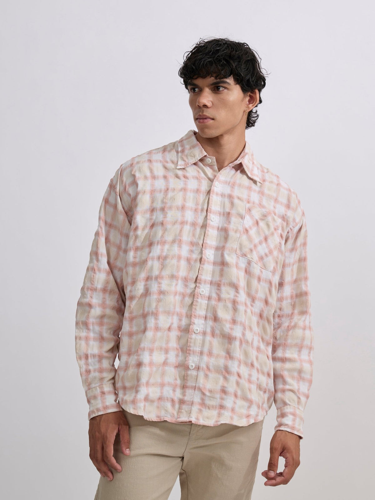 Pulse Tee - Checks Shirt - Pink - Espanshe
