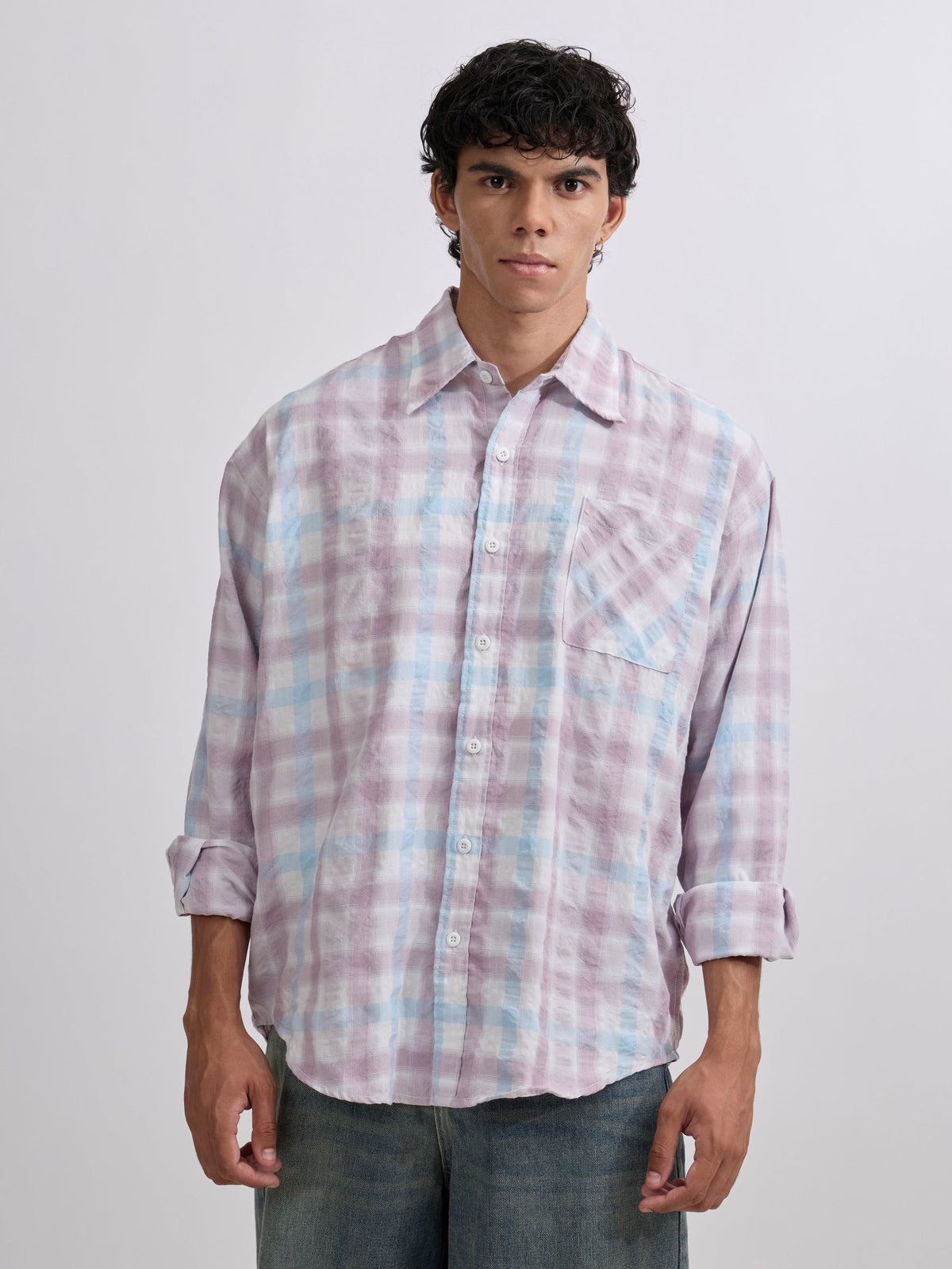 Pulse Tee - Checks Shirt - Pastel Lavender - Espanshe