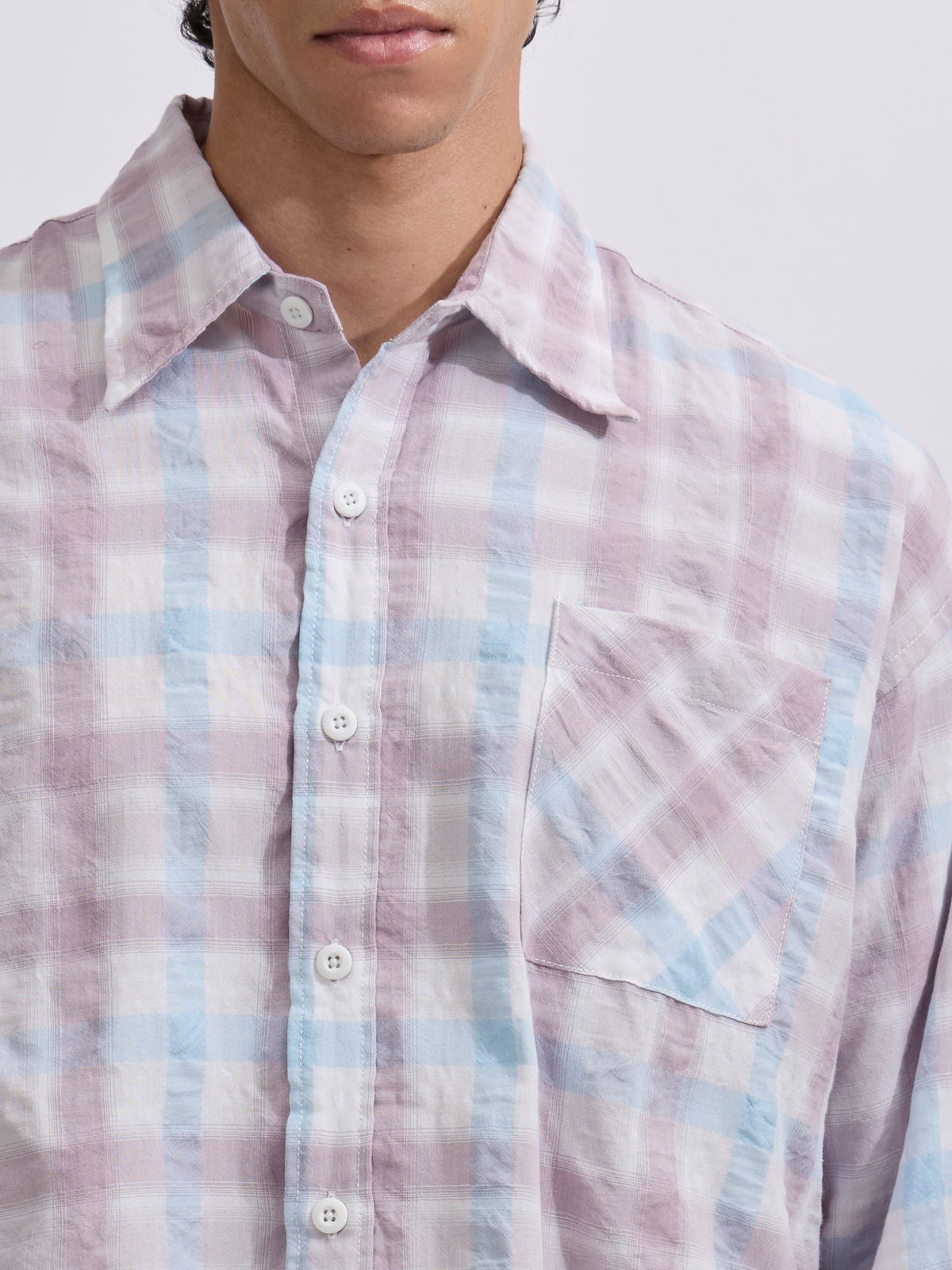 Pulse Tee - Checks Shirt - Pastel Lavender - Espanshe