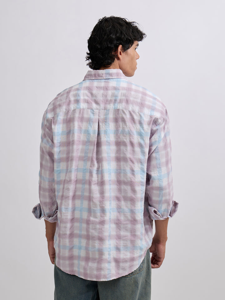  Men's Pulse Tee - Checks Shirt in Pastel Lavender color