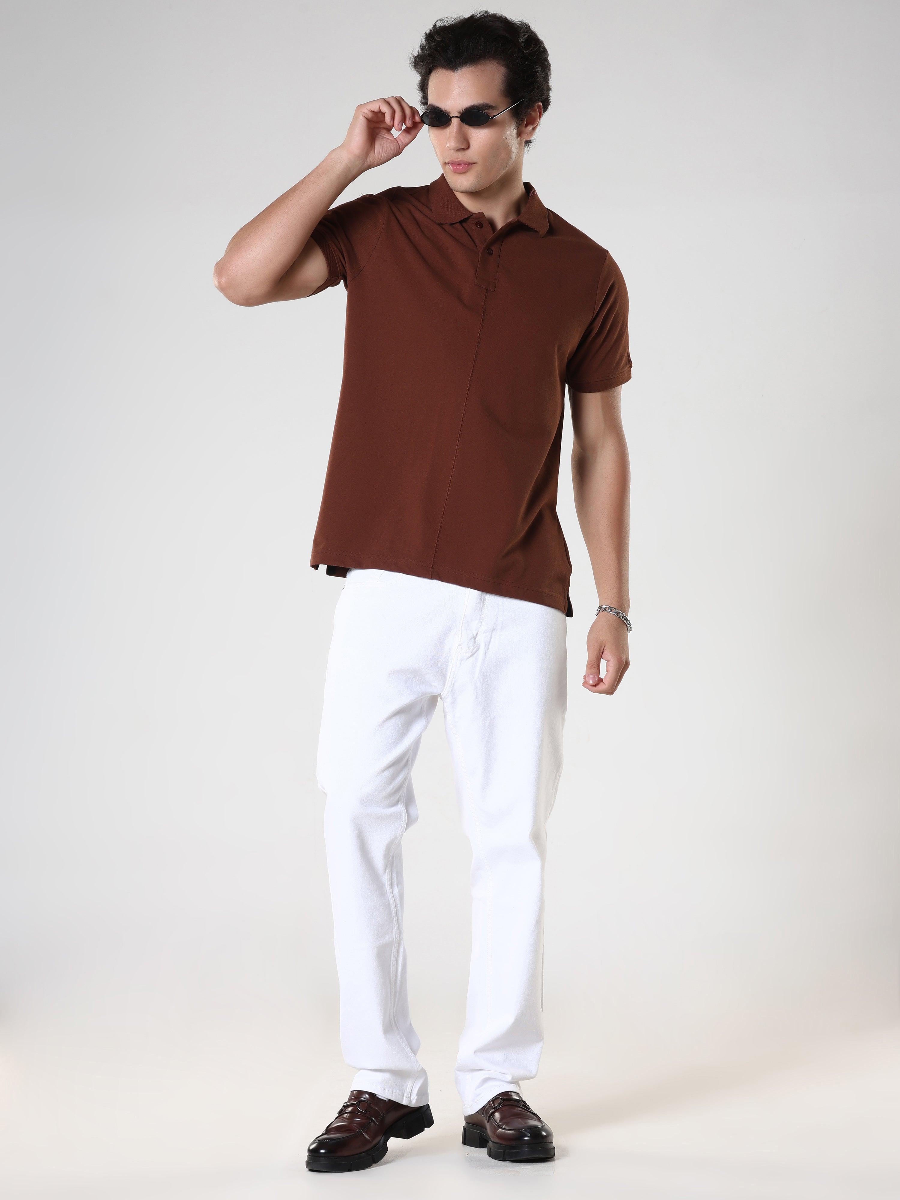 Odessa - Plain Polo T-Shirt- Coffee – Espanshe