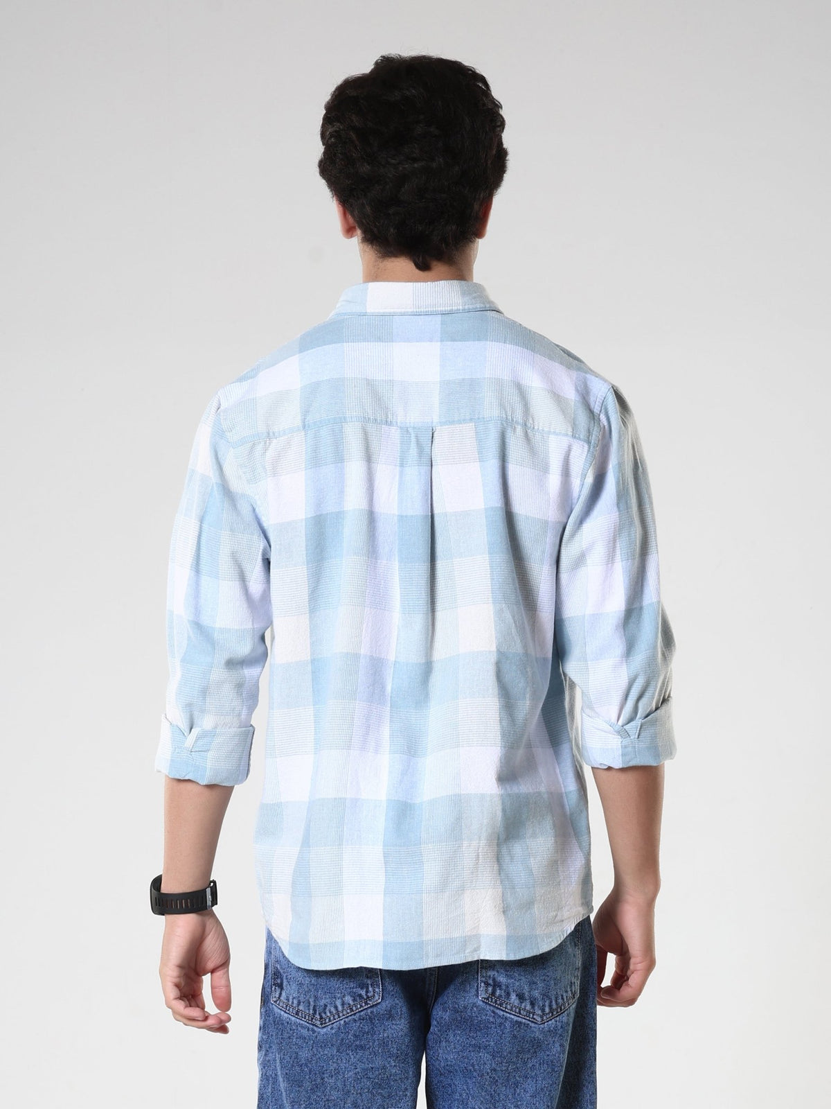 Amabel - Checkered Regular fit Shirt - Sky blue - Espanshe