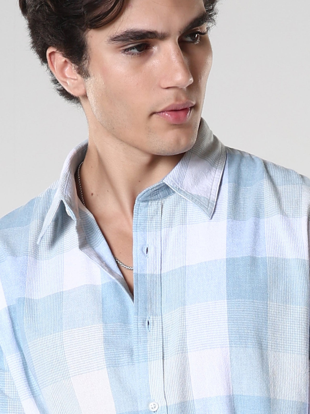 Amabel - Checkered Regular fit Shirt - Sky blue - Espanshe