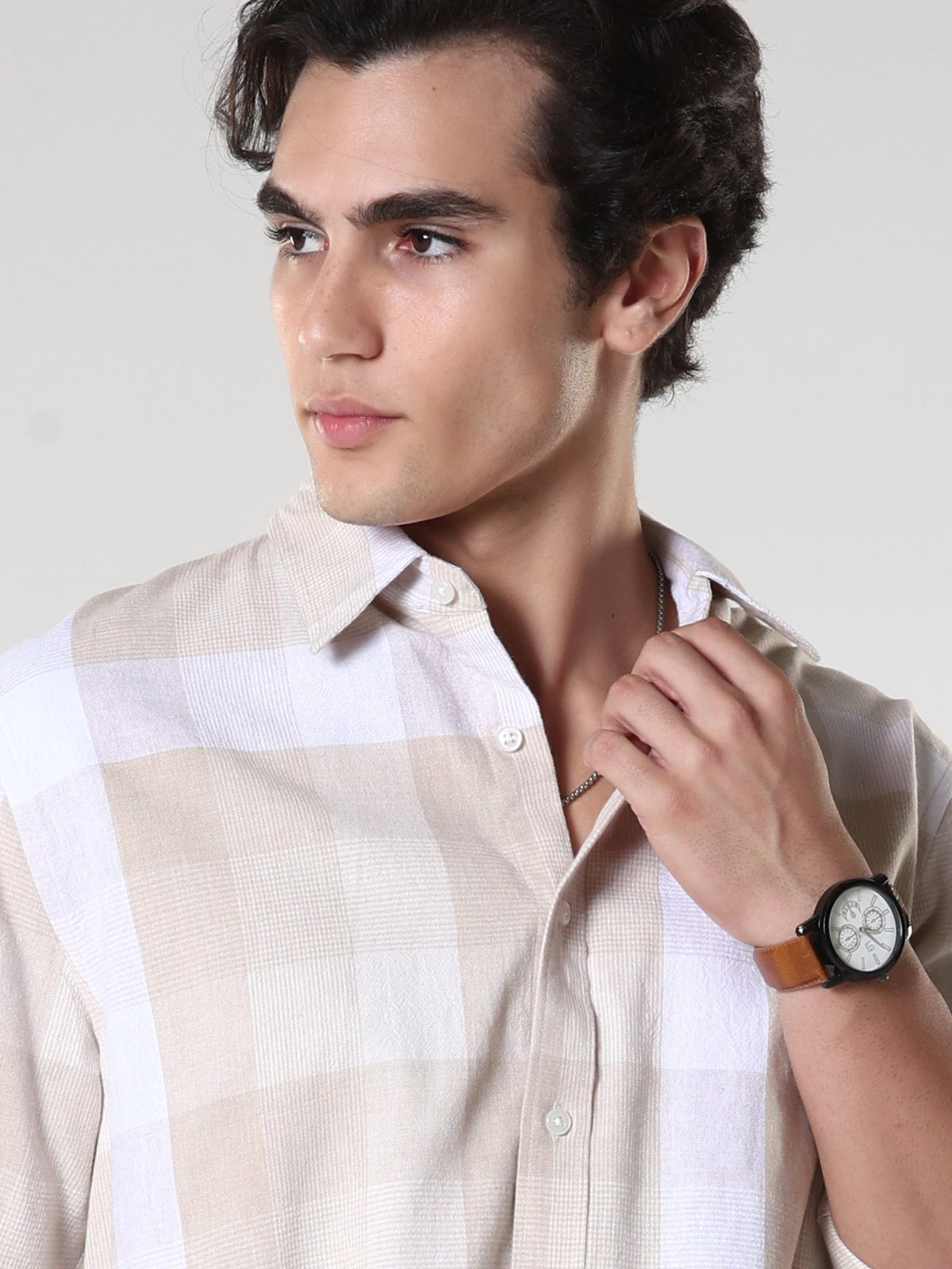 Amabel - Checkered Regular fit Shirt - Beige - Espanshe