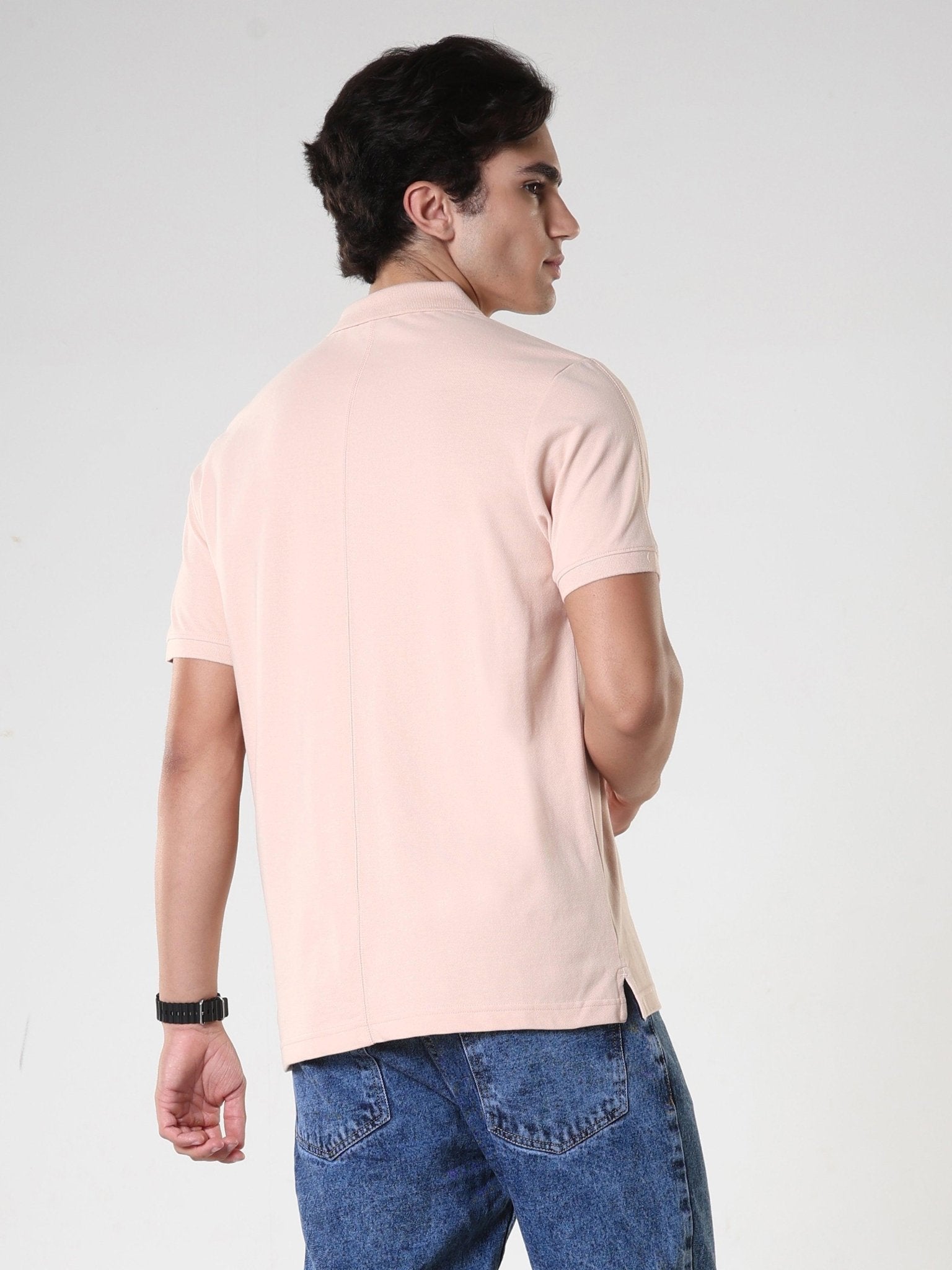 Odessa - Plain Polo T-Shirt- Peach - Espanshe