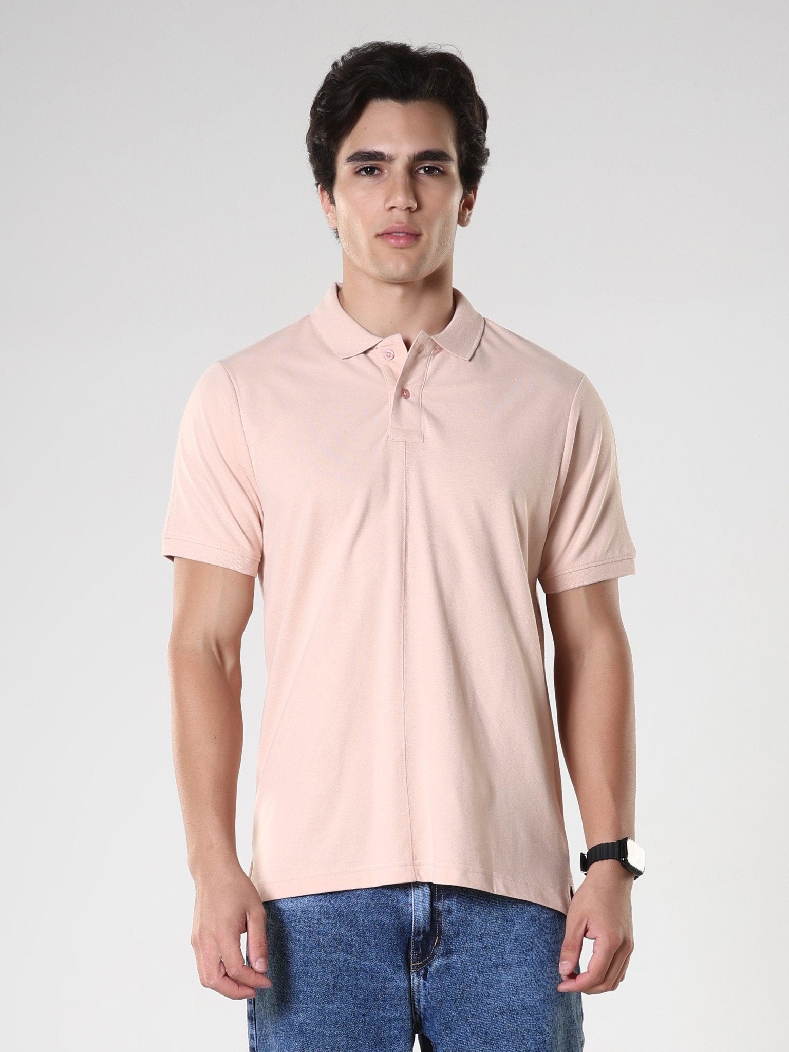 Odessa - Plain Polo T-Shirt- Peach - Espanshe