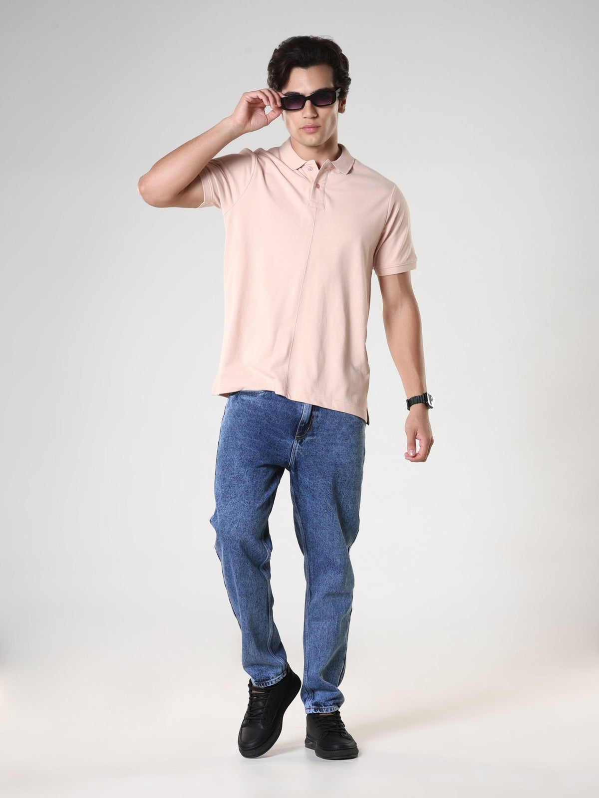 Odessa - Plain Polo T-Shirt- Peach - Espanshe