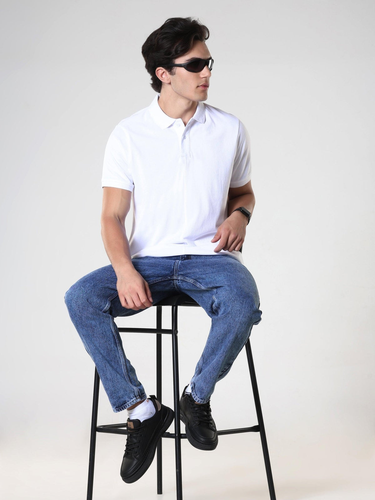 Odessa - Plain Polo T-Shirt- White - Espanshe