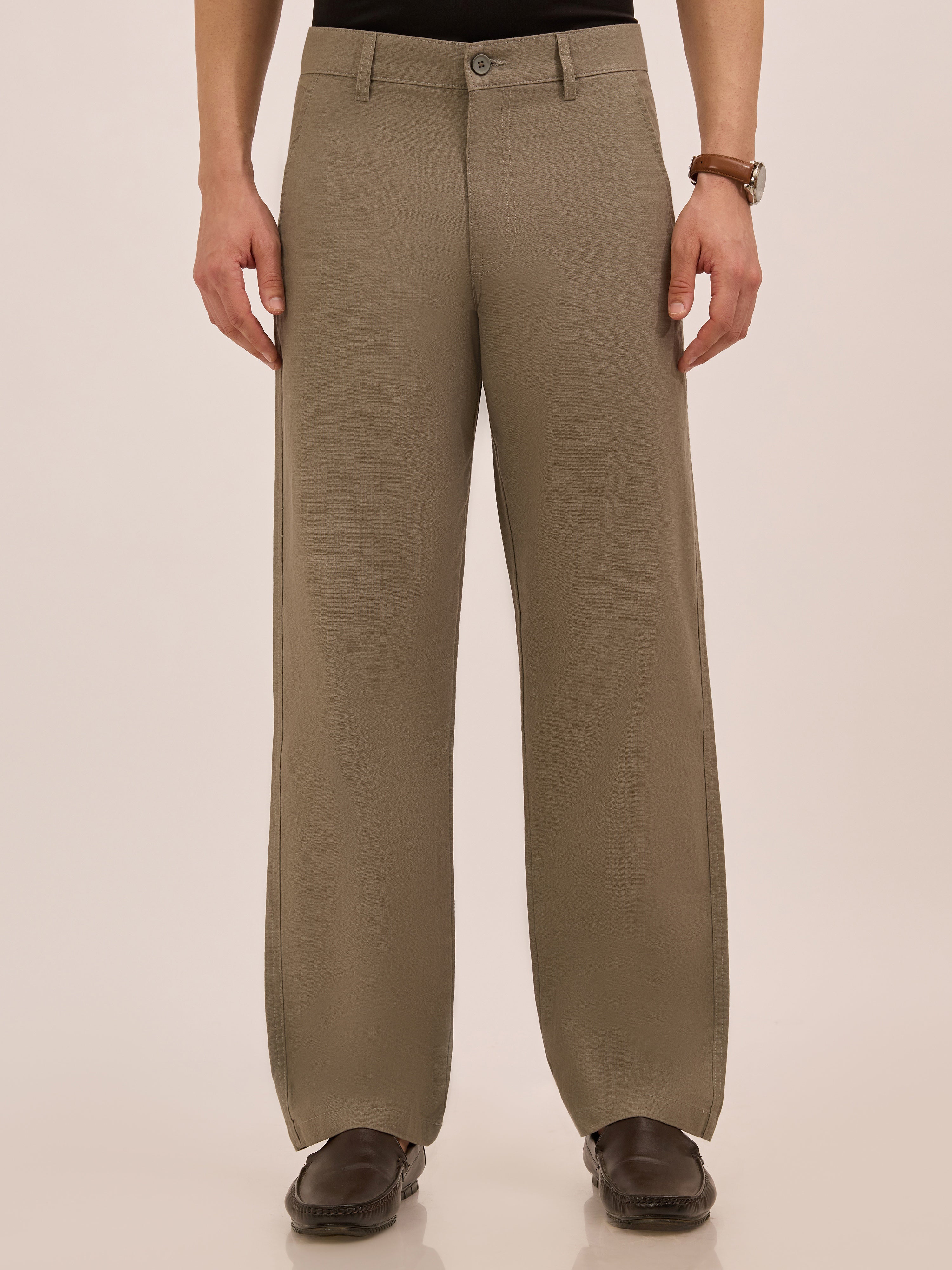 men's  Comfort Fit Cotton trousers - Smoke Green