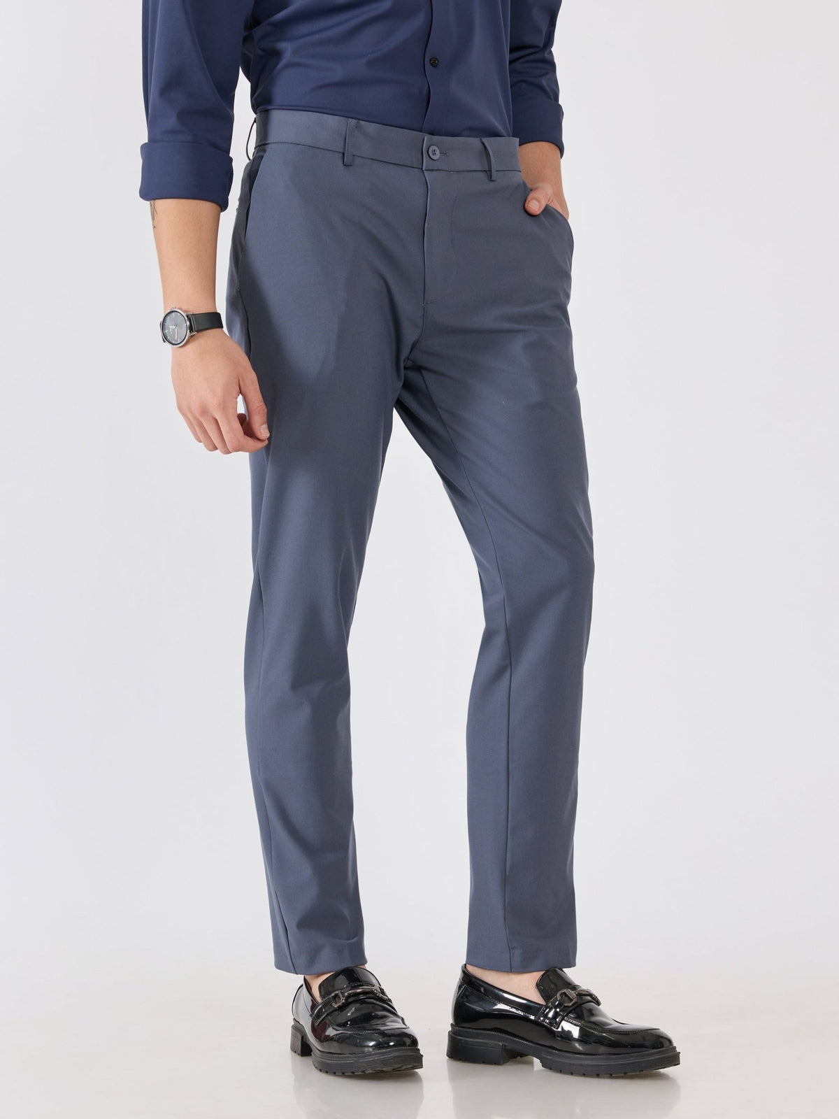 Alista - Slim Fit Formal Pant - Dark Grey - Espanshe