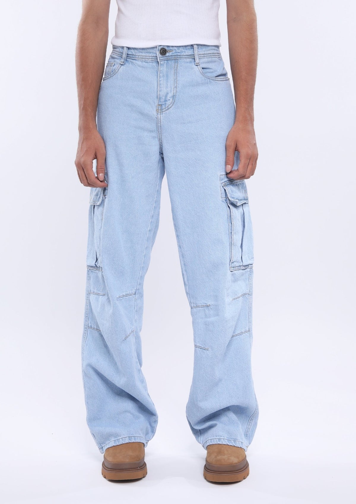 Arlo - Loose Cargo Jeans - Light Blue - Espanshe