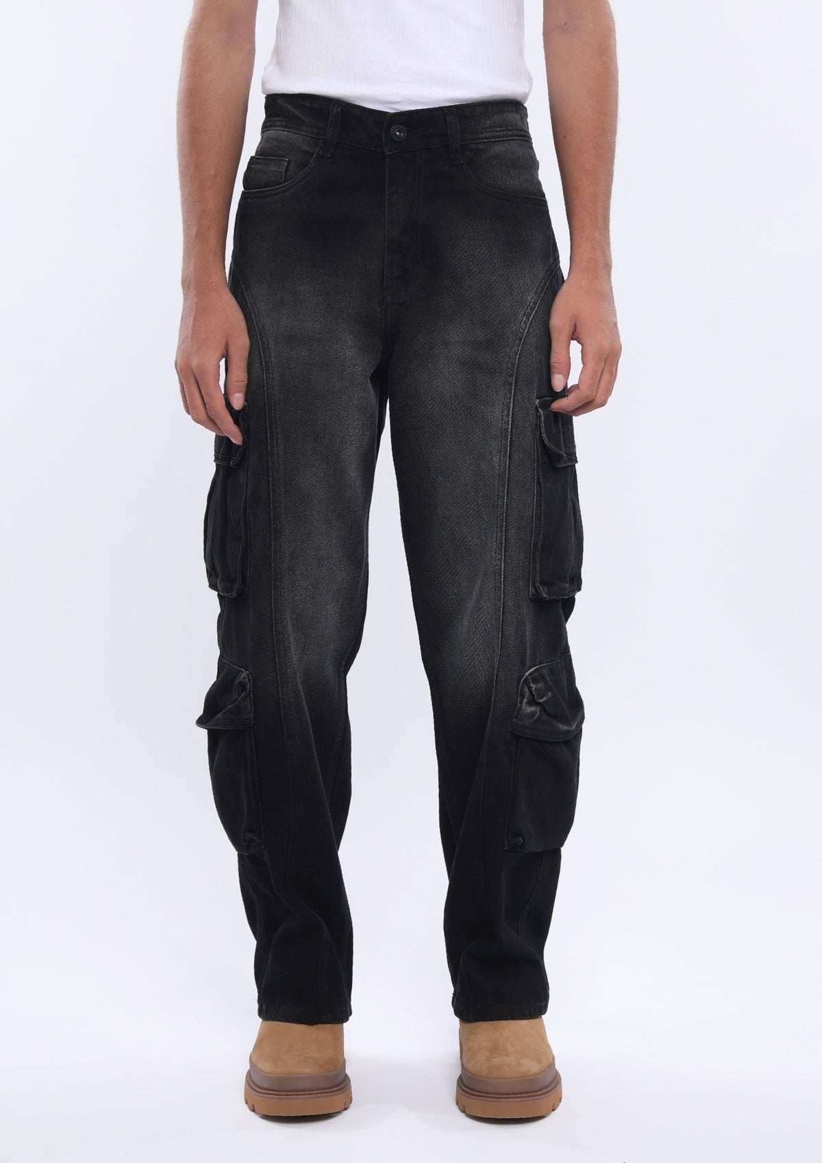 Xylare - Relaxed Cargo Jeans - Black Shade - Espanshe