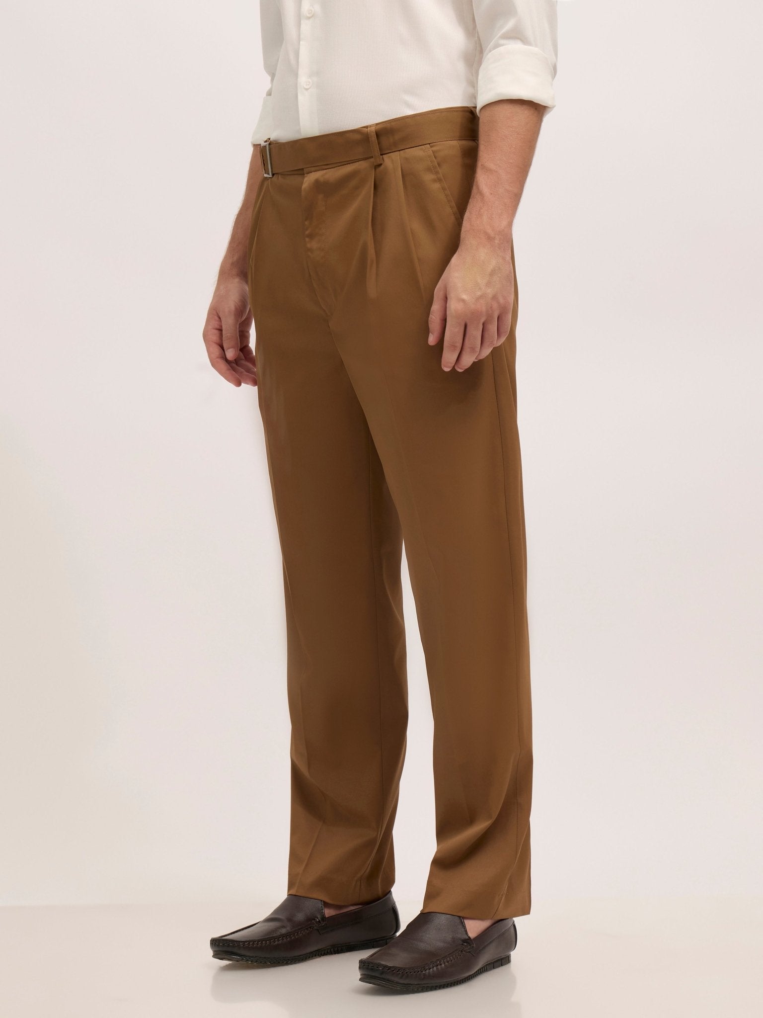 Maximilian - Beltless Formal Pant - Coffee - Espanshe
