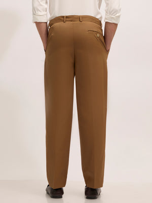 Maximilian -men's  Beltless Formal Pant in Coffee