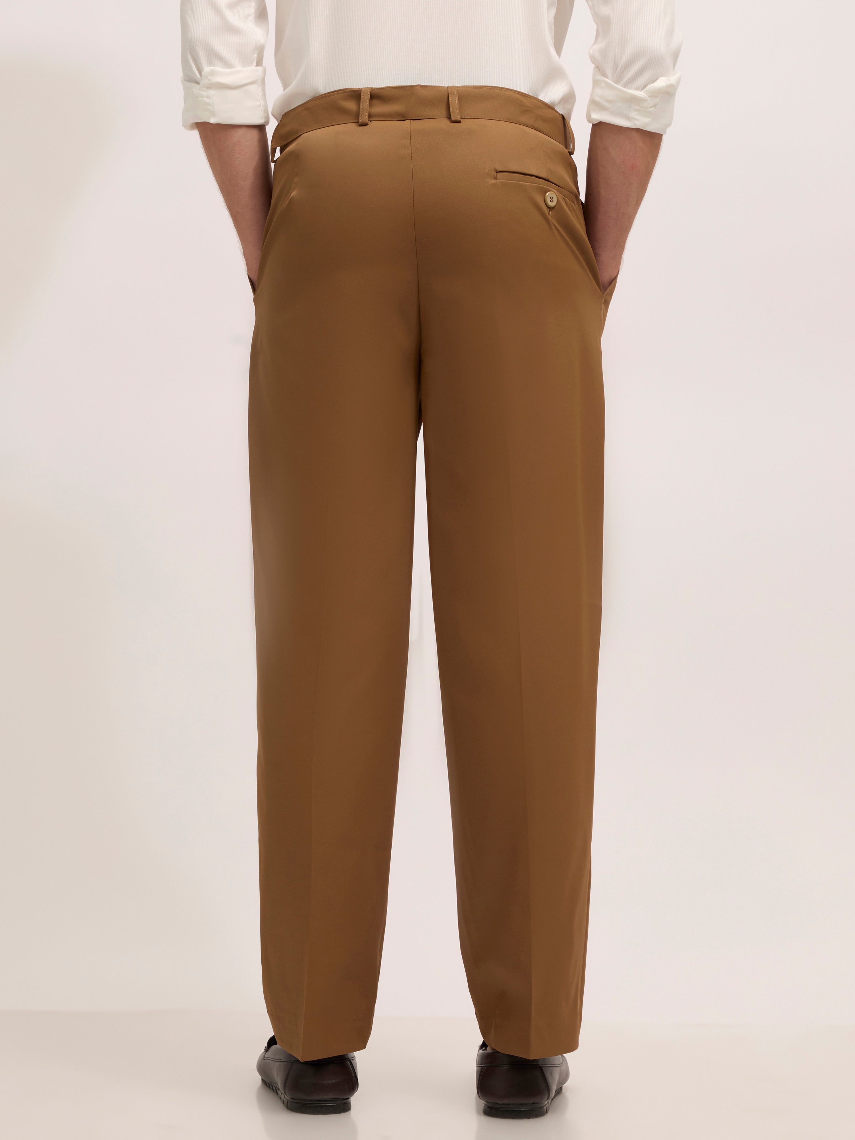 Maximilian -men's  Beltless Formal Pant in Coffee