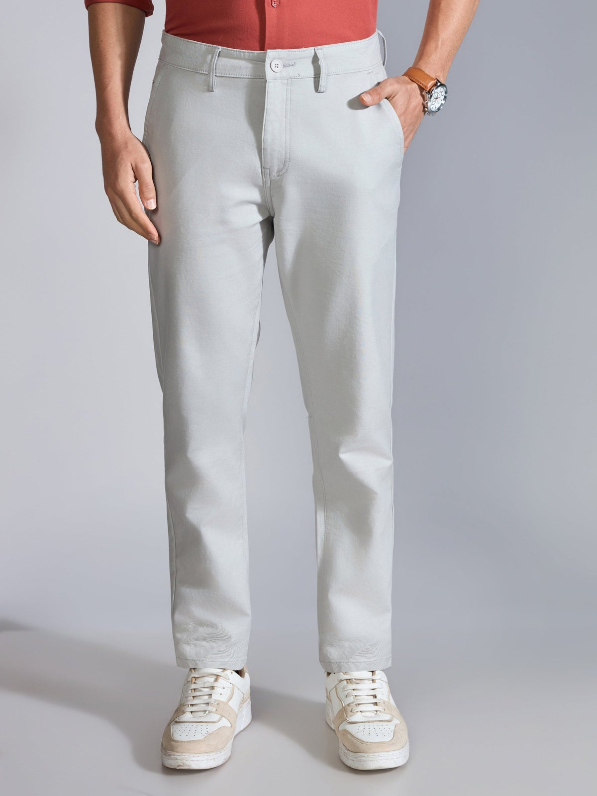 Orren - Slim Fit Cotton Pant - Light Grey - Espanshe