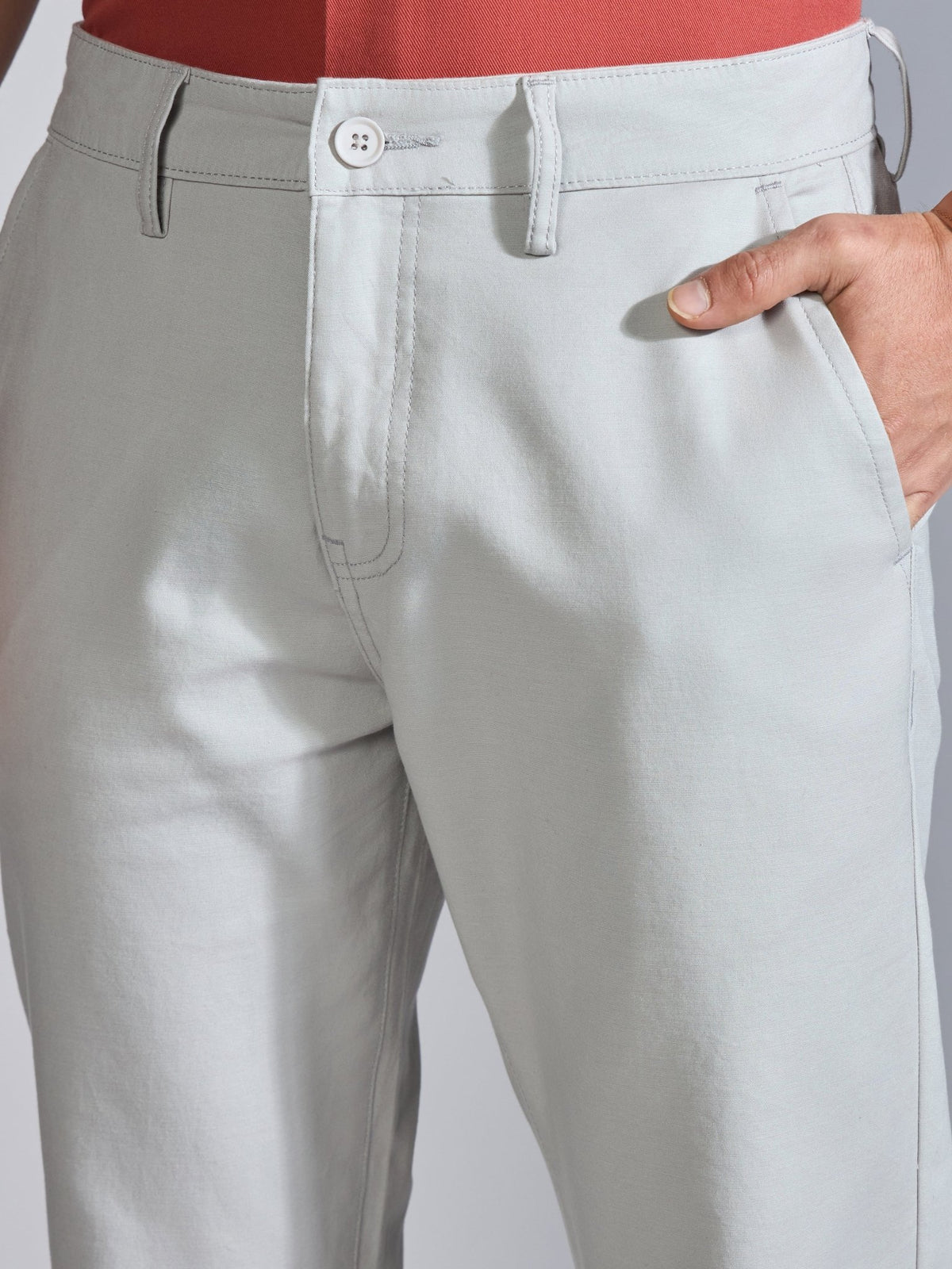Orren - Slim Fit Cotton Pant - Light Grey - Espanshe