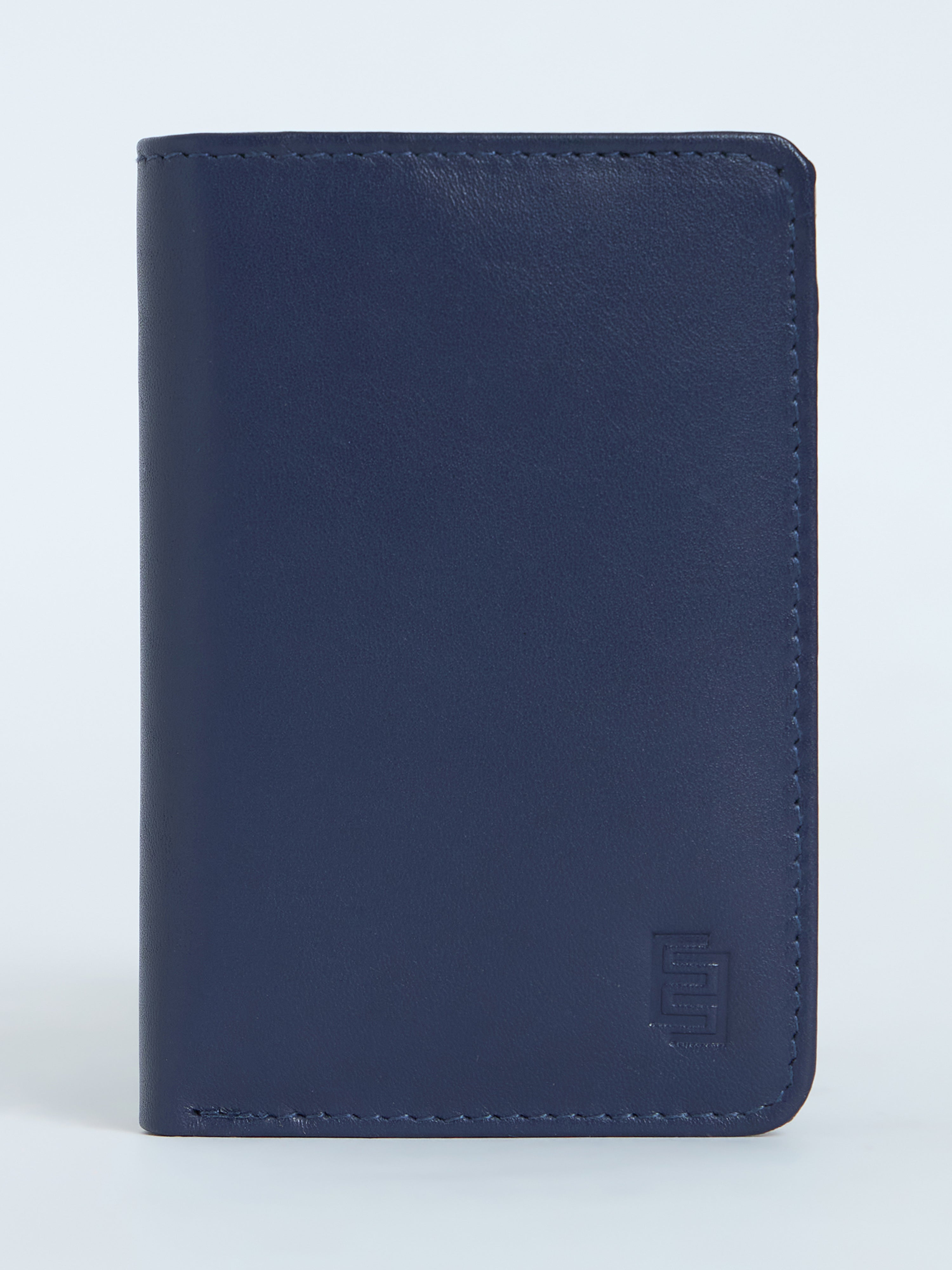 Arctic-8 - Vertical Leather Soft Wallet - Navy Blue