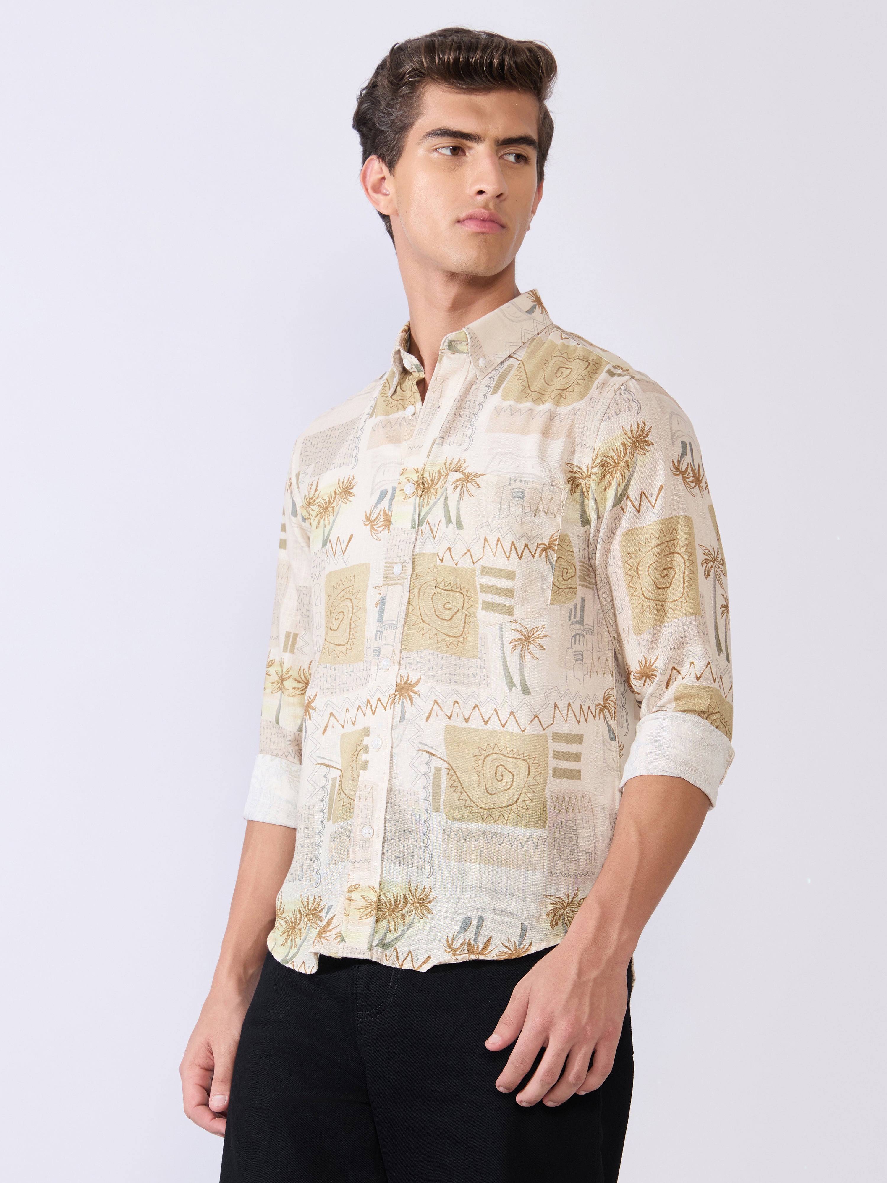 Mitaka - Relaxed Printed Shirt - Ecru