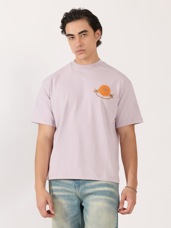 Sheldon - Summer Vibes Graphic Lavender Loose Fit T-Shirt