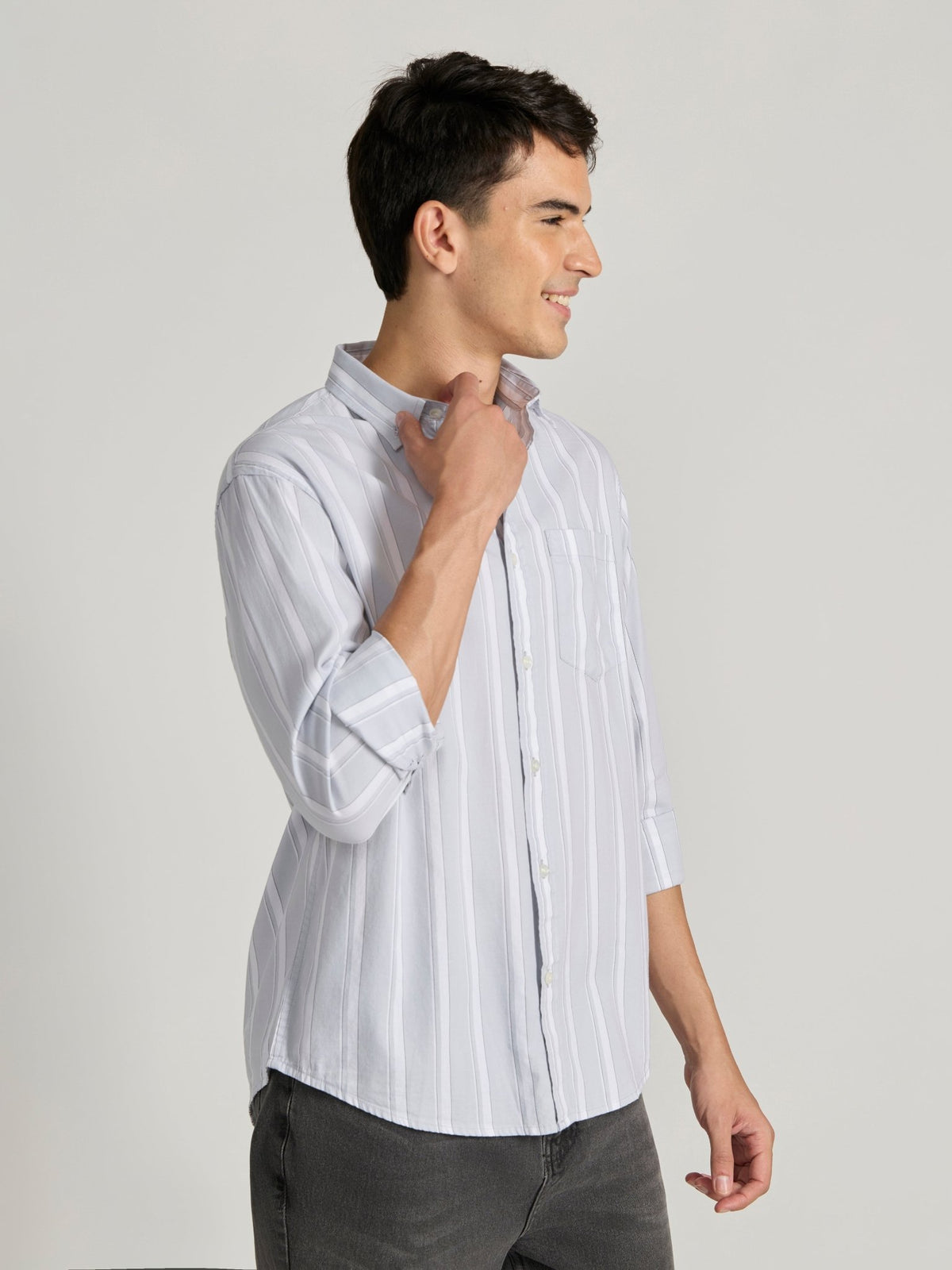 Paulson - Striped Shirt - Grey - Espanshe