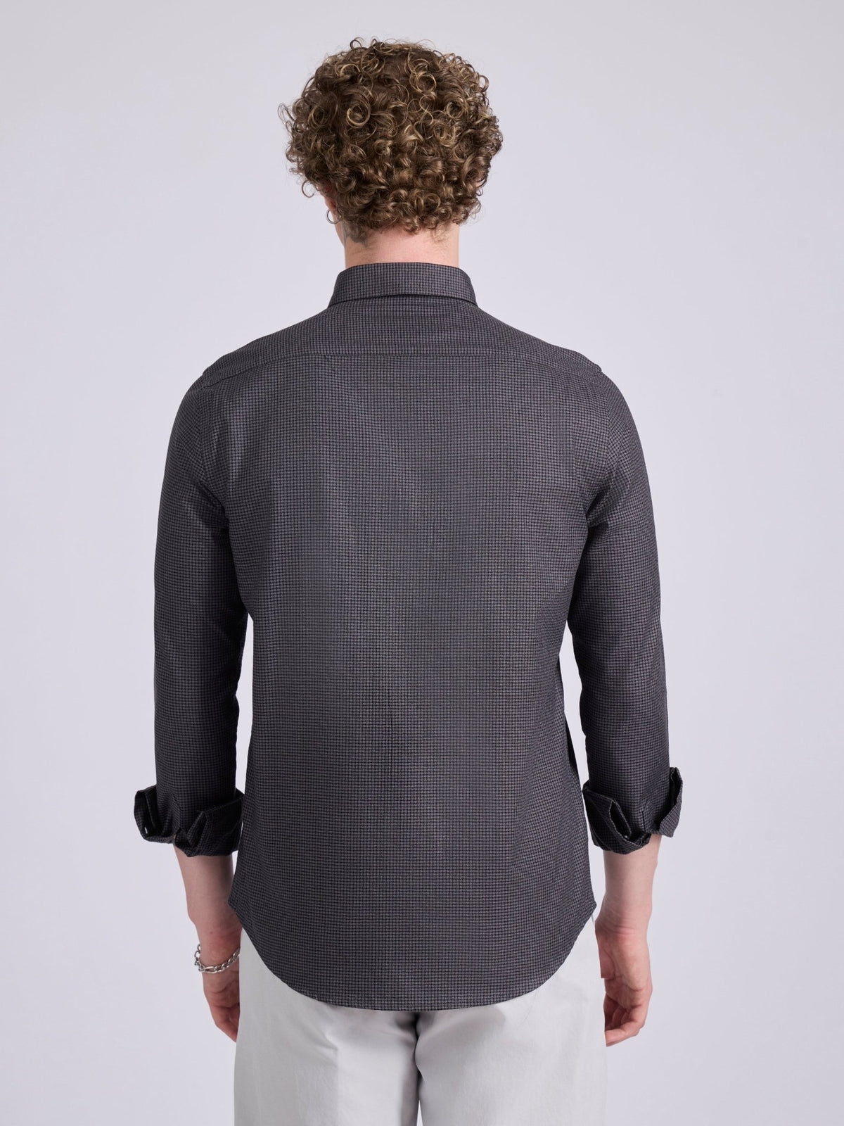 Quint - Micro Houndstooth Shirt - Dark Heather Grey - Espanshe