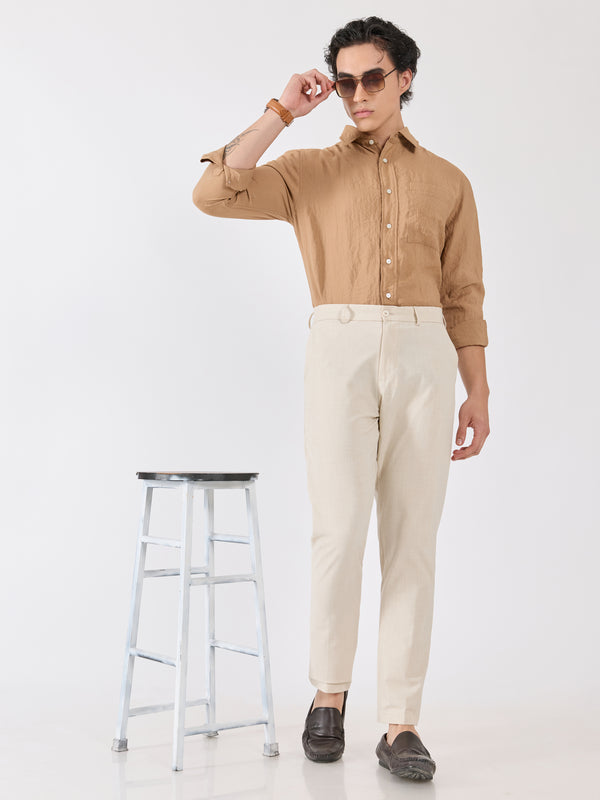 Alista - Slim Fit Formal Pant - Cream