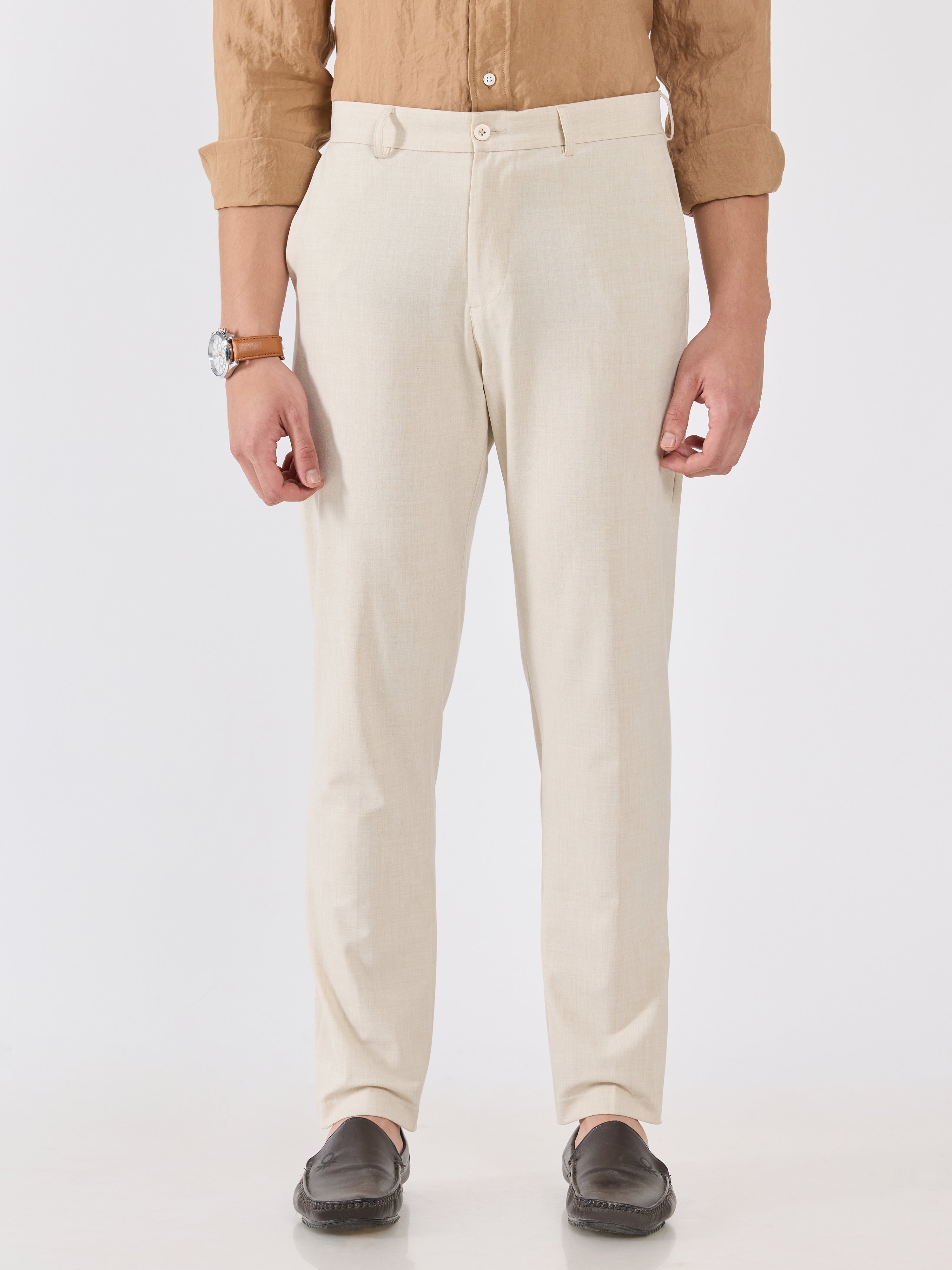 Men's Slim Fit Formal Pant - cream
