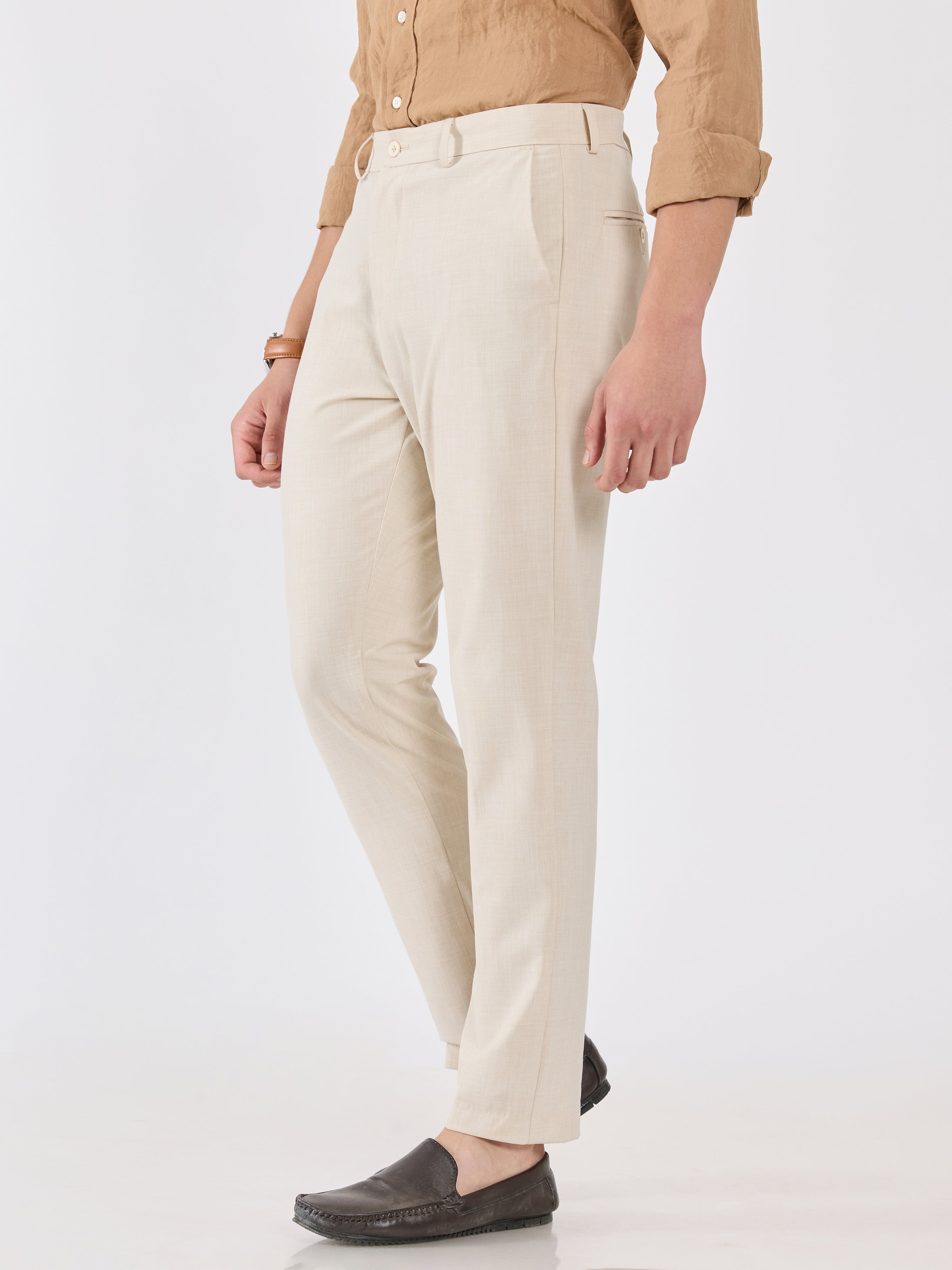 Men's Slim Fit Formal Pant - cream